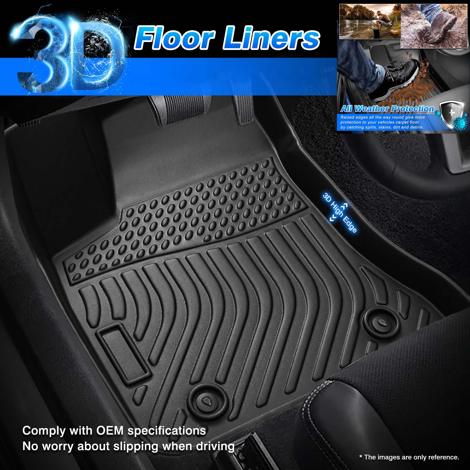 Cartist Floor Mats Compatible with Jeep Cherokee 2016-2023 (Not for Grand Cherokee) Accessories All Weather Floor Mat Heavy Duty