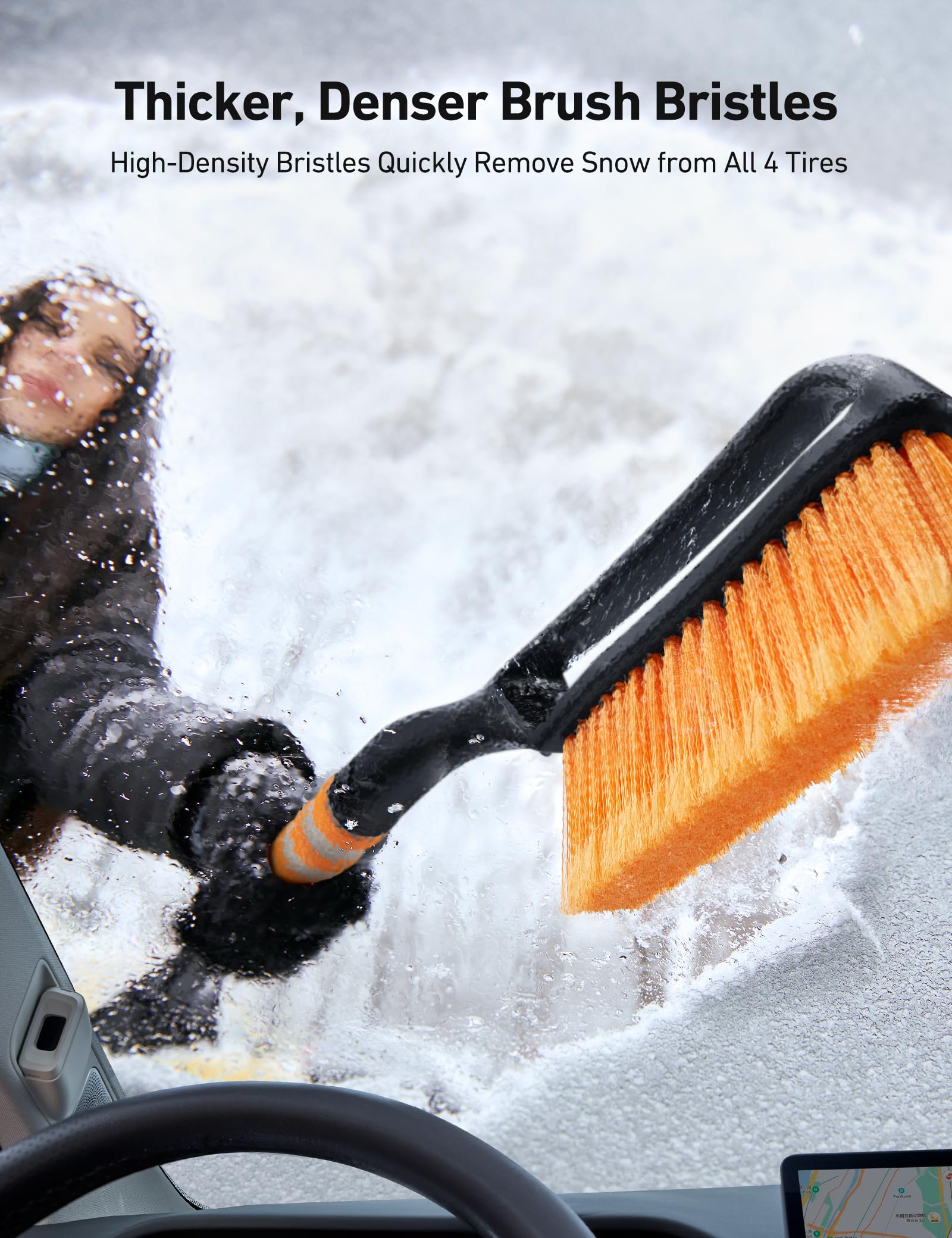 Astroai 2 Pack 27'' Snow Brush And Ice Scrapers For Car Windshield, Detachable Snow Scrapers With Ergonomic Foam Grip For Cars,