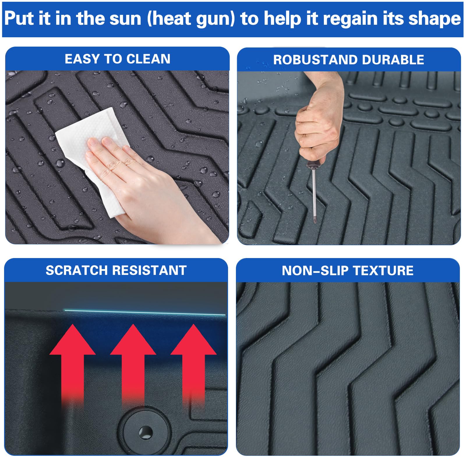 Custom Floor Mats for Mazda CX-5 2017-2023 All-Weather TPE Rubber Mats, Fits 1st & 2nd Row, Anti-Slip Full Set
