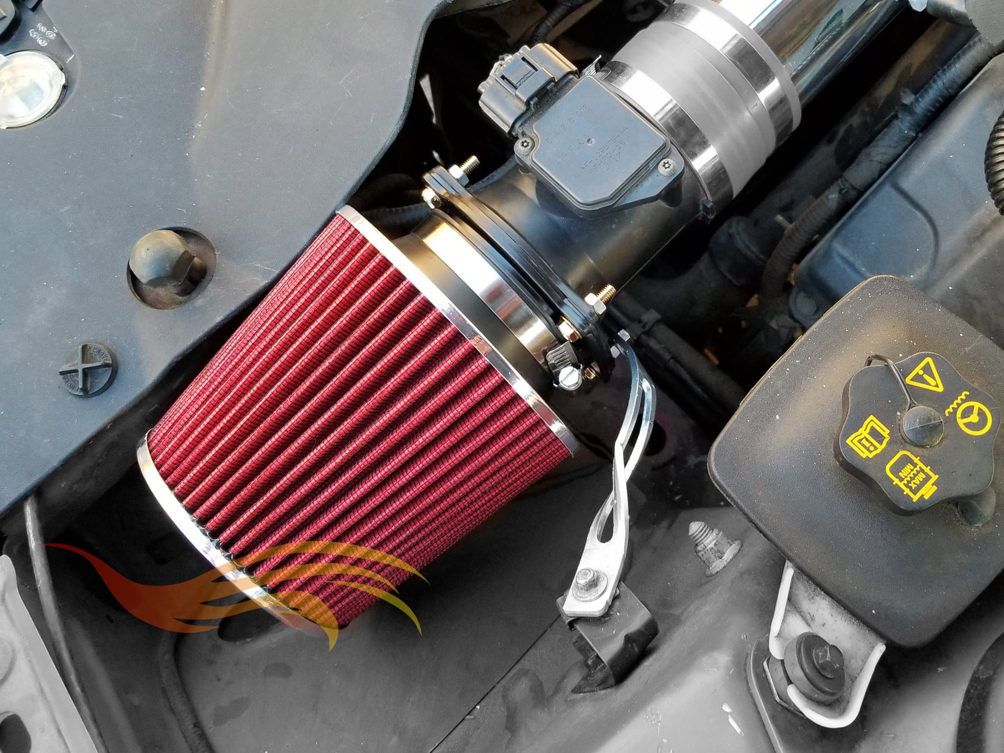 Red 2.75 70 Mm Inlet Cold Air Intake Cone Replacement Quality Performance Washable Clamp-On Dry Air Filter