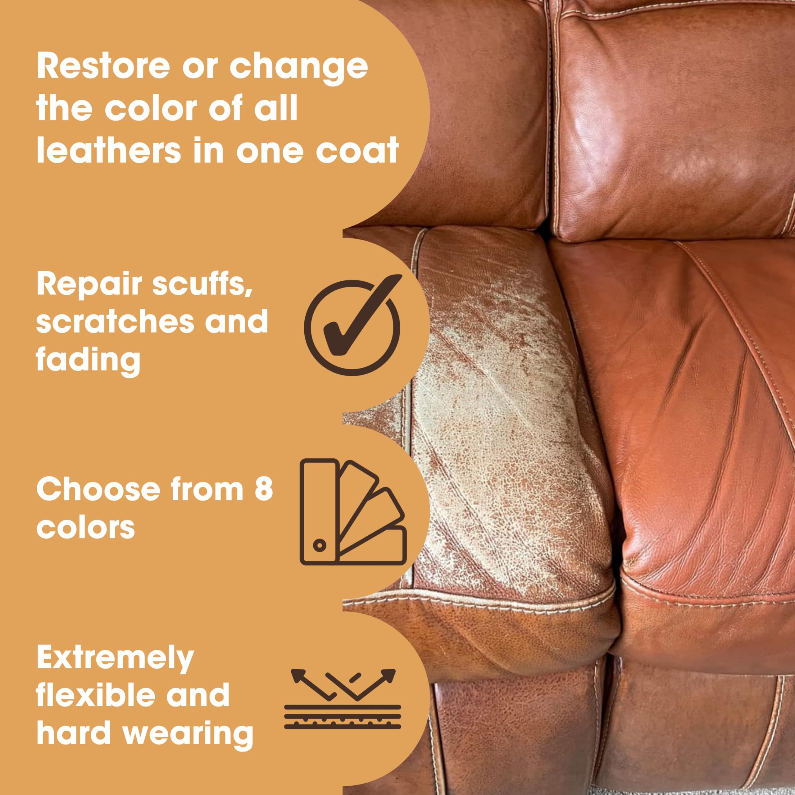 Furniture Clinic Leather Repair Paint | 2-In-1 Seal And Color | Use On Scratches, Tears, And Holes In Car Seats, Furniture | Qui