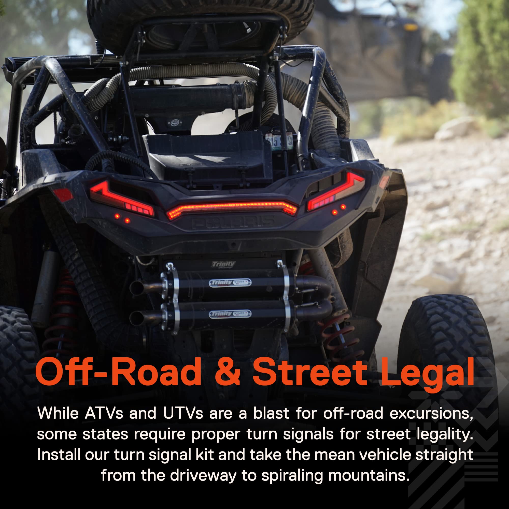 True Mods UTV/ATV Turn Signal Kit [SPDT Rocker Switch Controlled] [Street-Legal] [Universal Fitment] [Integrated Flasher Relay]