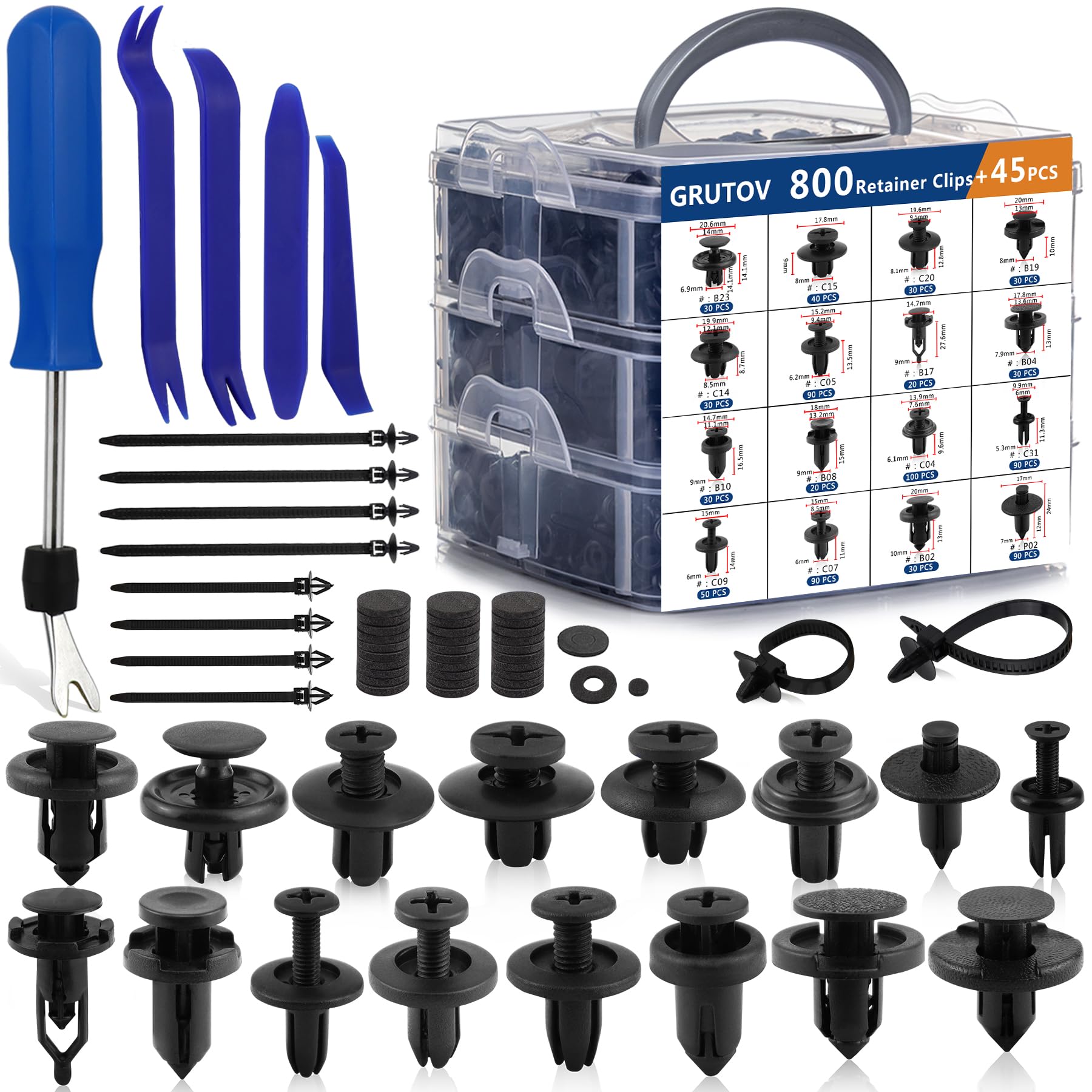 Car Push Retainer Clips Automotive Screws Auto Body 845Pcs Fastener Push Pins Kit Set Panel Bumper Clips with 10 Cable Ties Fast