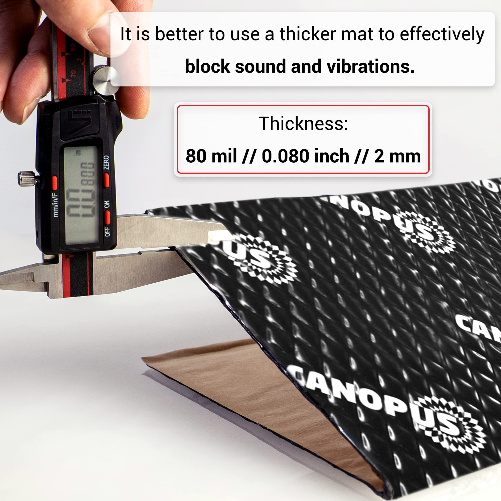 CANOPUS Car Sound Deadening Mat, 80 mil, 10 sqft, Butyl Material, Black, Pack of 10 Sheets for Trunk, Door, Floor, Ceiling