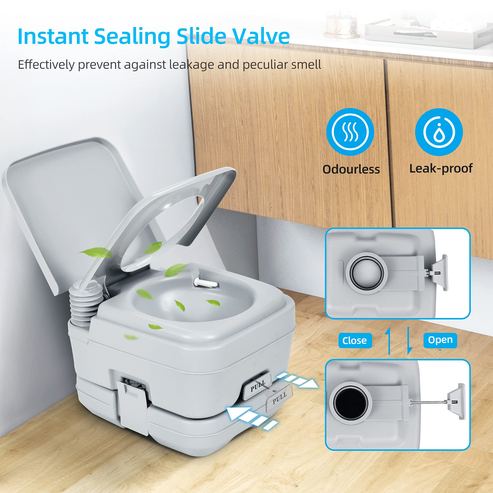Yitahome 2.6 Gallon Portable Toilet For Camping, Rv Travel Potty With Press Flush Pump, Anti-Leak Seal Ring For Travel, Boating,