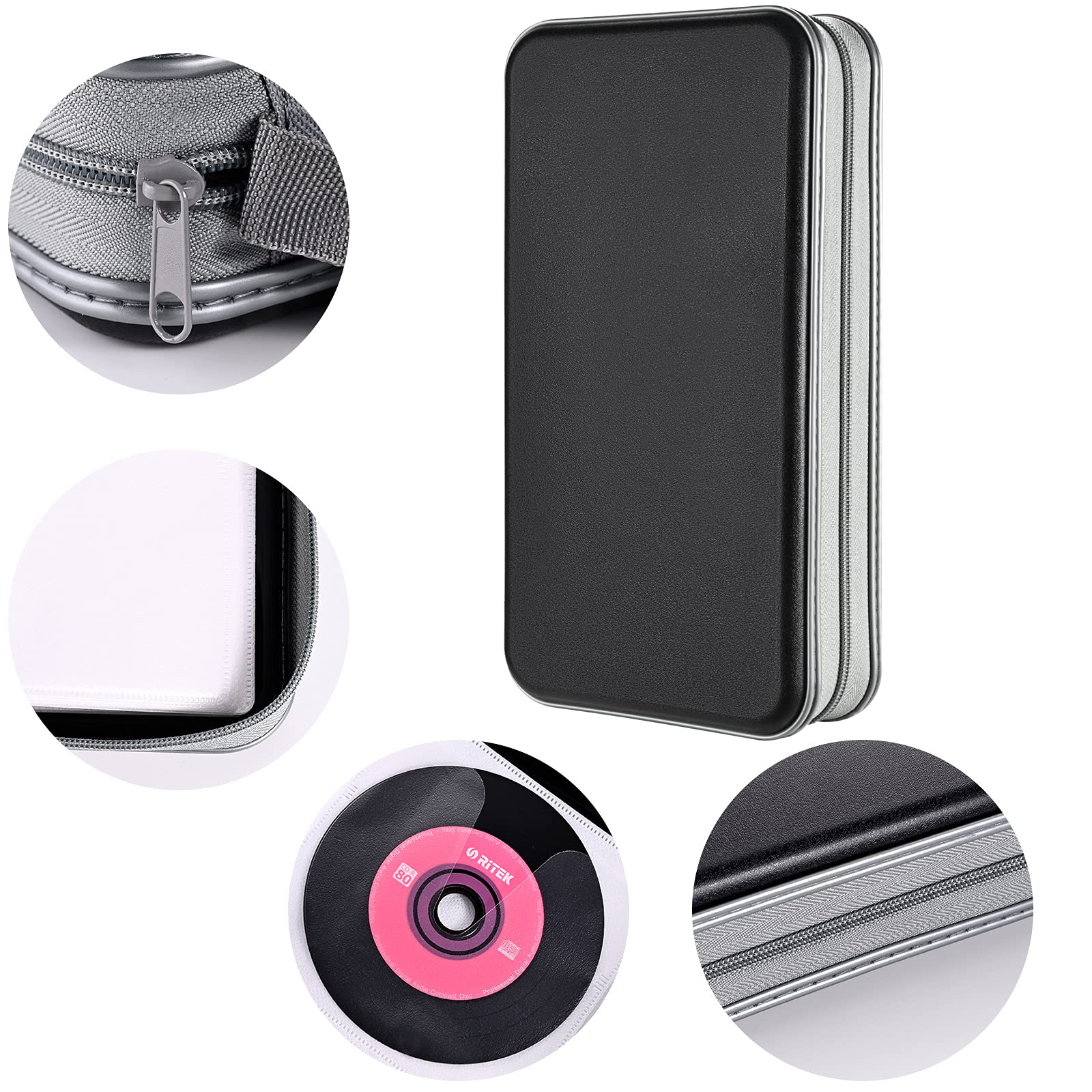 Liovode Dvd Case, 96 Capacity Cd Case Portable Cd Case Holder Storage Hard Plastic Dvd Cd Wallet Holder Organizer For Car(Black)