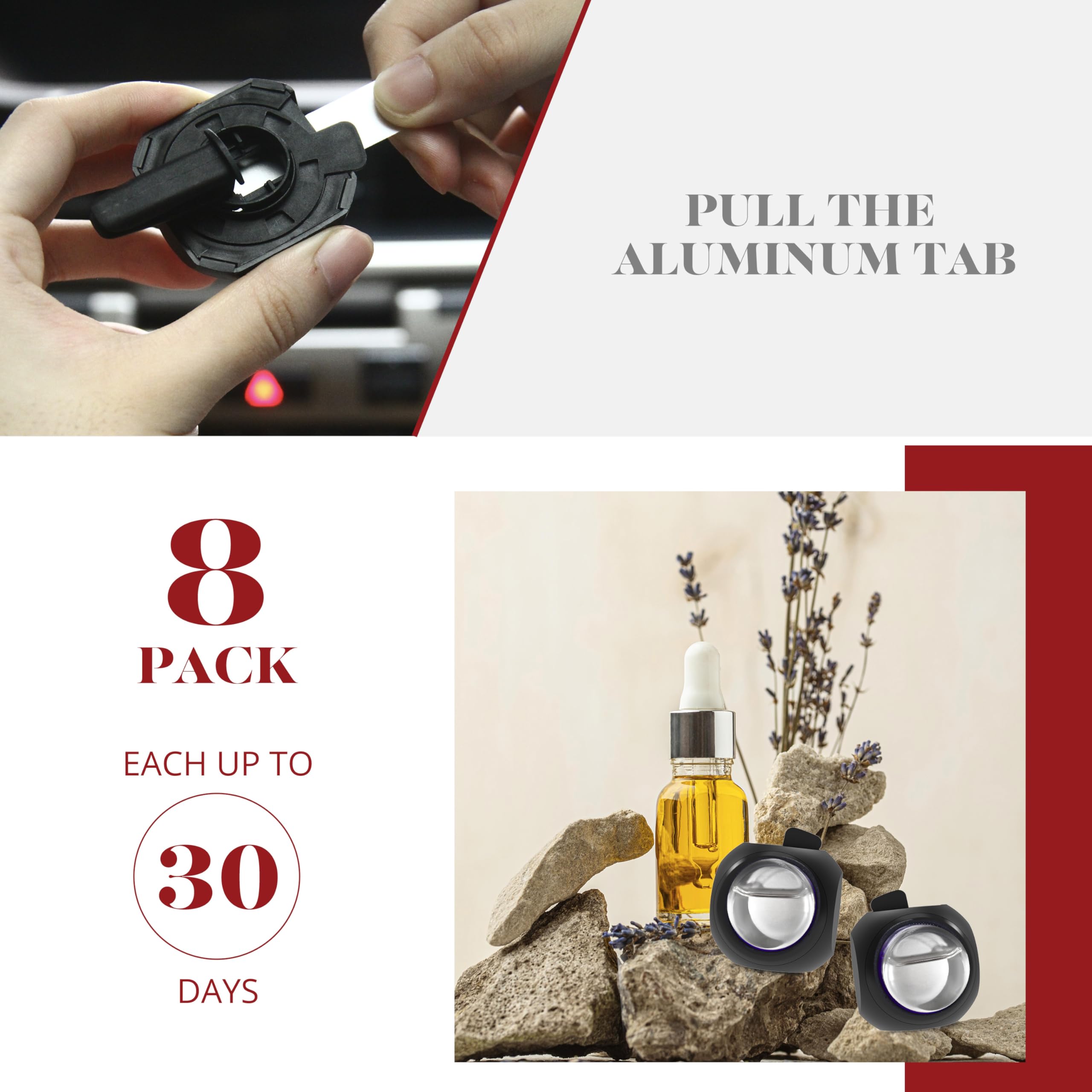 Car Air Freshener Vent Clips, 8 Pack, Provides Long-Lasting Scent, Up To 240 Days, Odor Eliminator (Cherry)