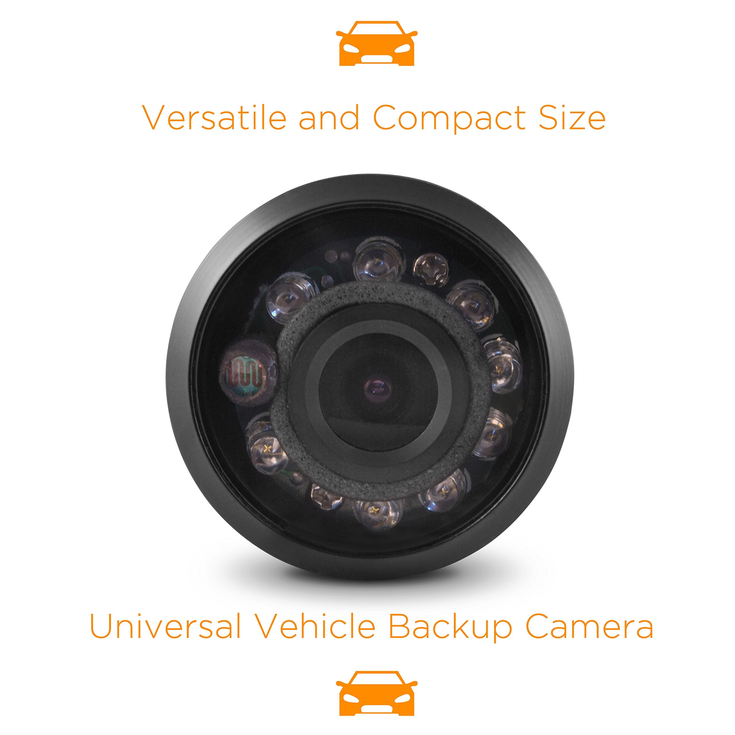 XO Vision HTC36 Universal HD Weatherproof Backup Camera, Night Vision, Black