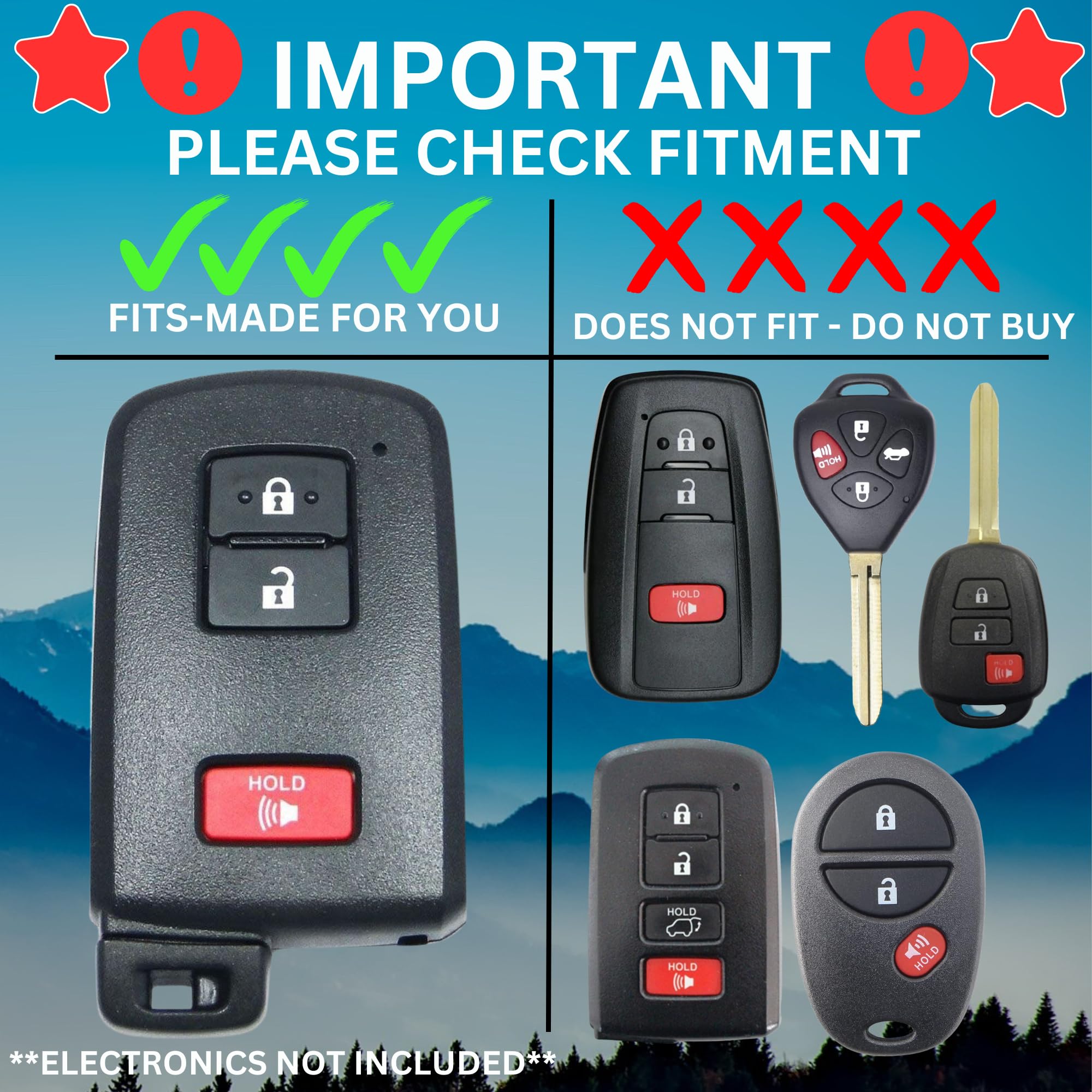 Dubbs Hardware Tacoma Key Fob Case Cover Upgrade for Toyota Tacoma 16-23, Tundra & 4Runner 20-21, Red with Black Screws, Model 100