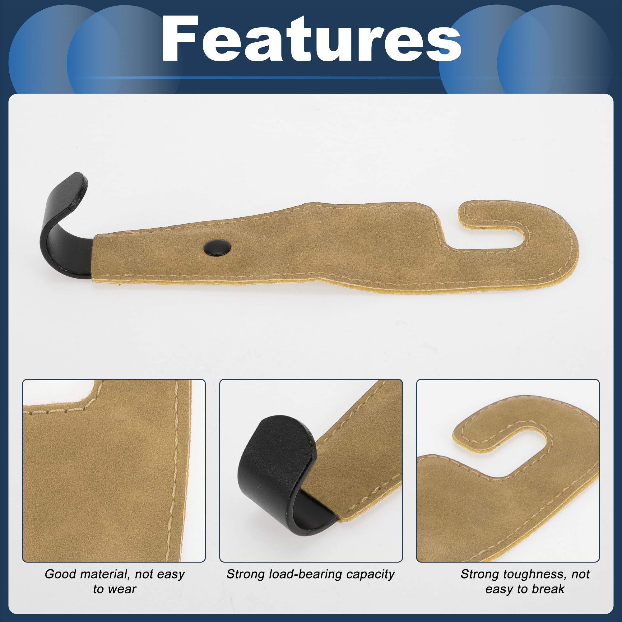 INFINAUTO Car Seat Headrest Hook Interior Accessories for Most Car, SUV, Truck Car Seat Back Organizer Hooks Faux Leather Metal