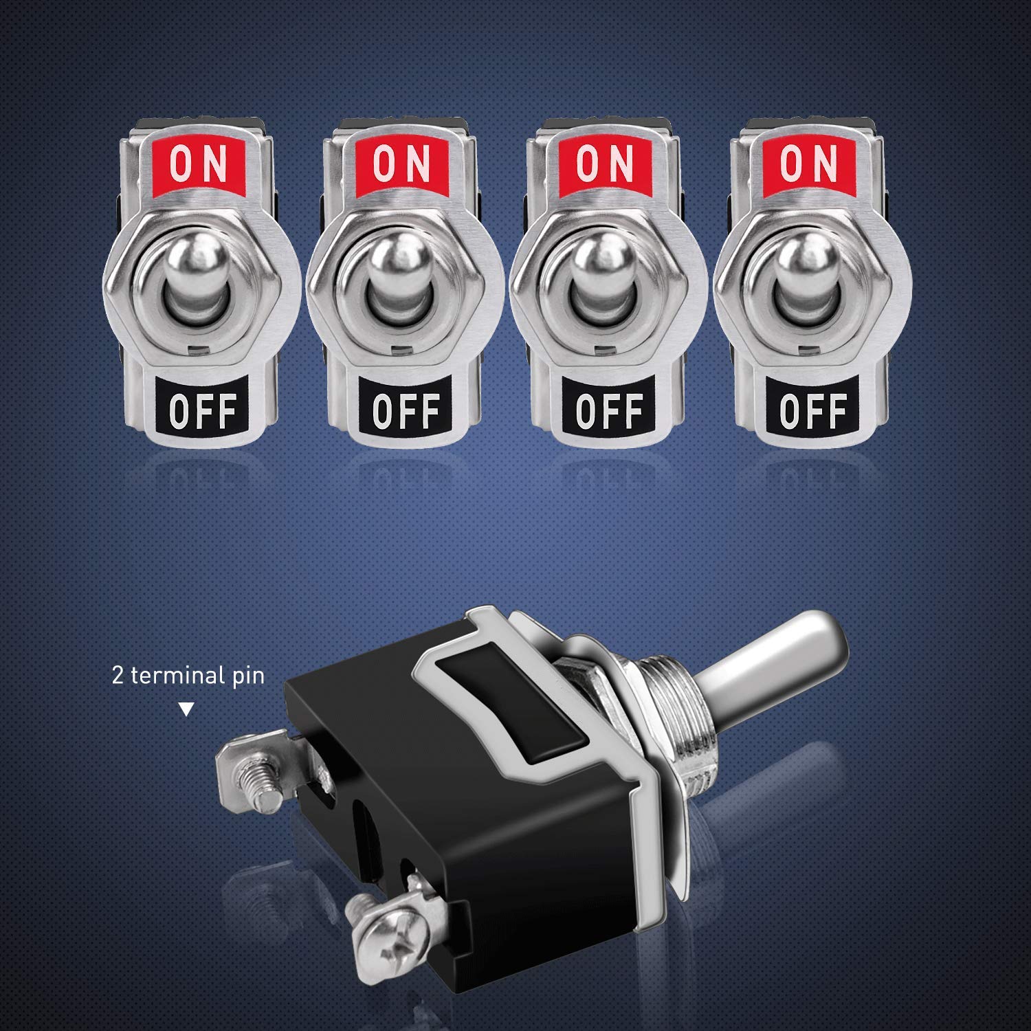 Gebildet Rocker Toggle Switch With Waterproof Cover, 10A/12Vdc, 6A/24Vdc, 2 Pin Spst On/Off Switch, Used For Car Auto Truck Boat