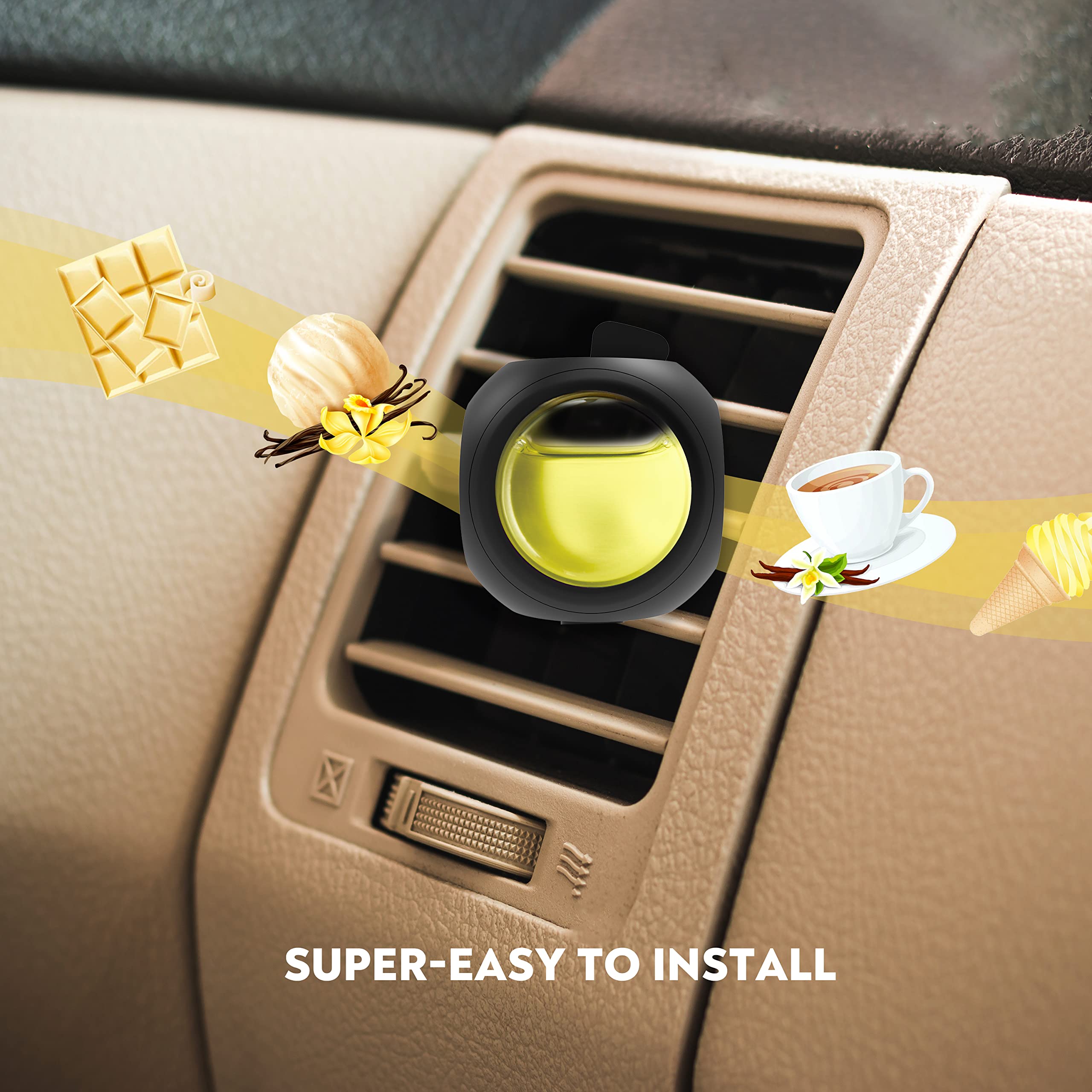 Car Air Freshener Vent Clips, 8 Pack, Provides Long-Lasting Scent, Up To 240 Days, Odor Eliminator (Vanilla)