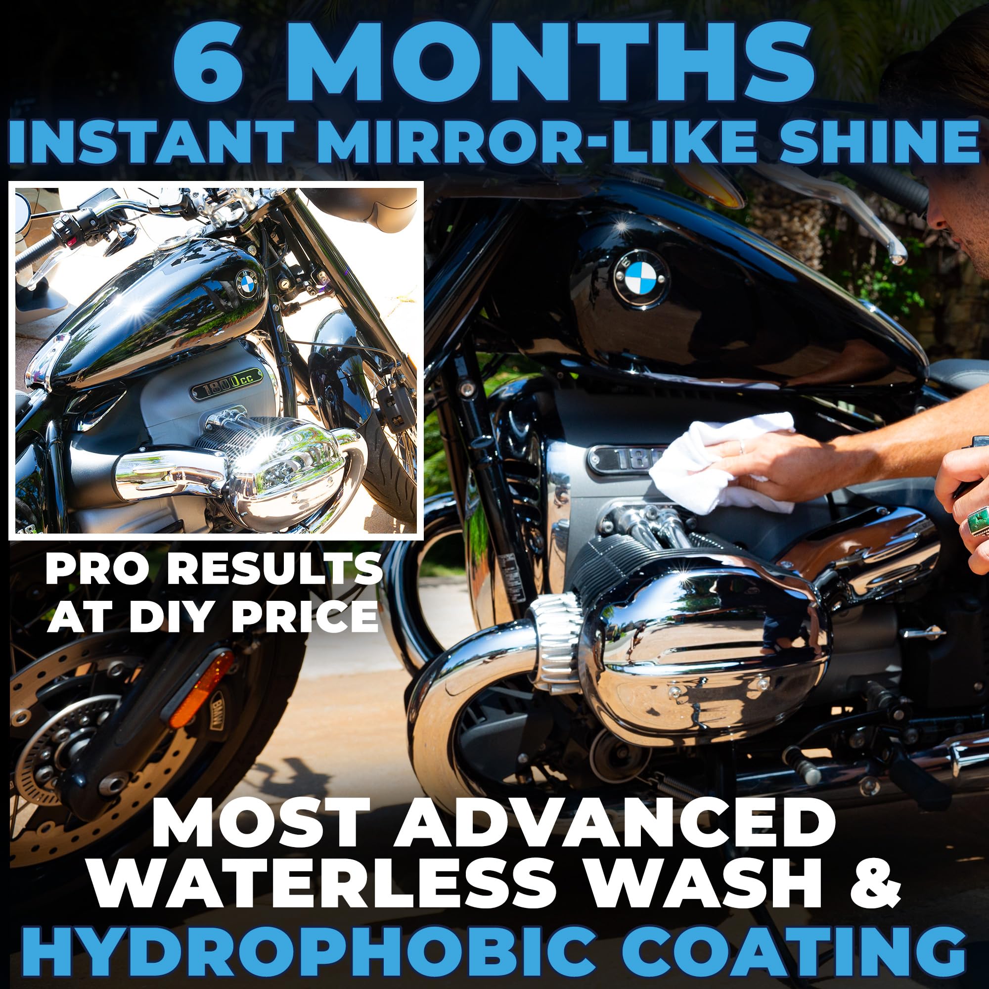 Flowgenix™ Waterless Car Wash Spray - Grand Finale - Motorcycle Cleaner & Car Wax Polish - Ceramic Coating - Incl. 2 Microfiber Towels - Best Cleaner & Quick Detailer To Make Your Car Shine (3-Pack)