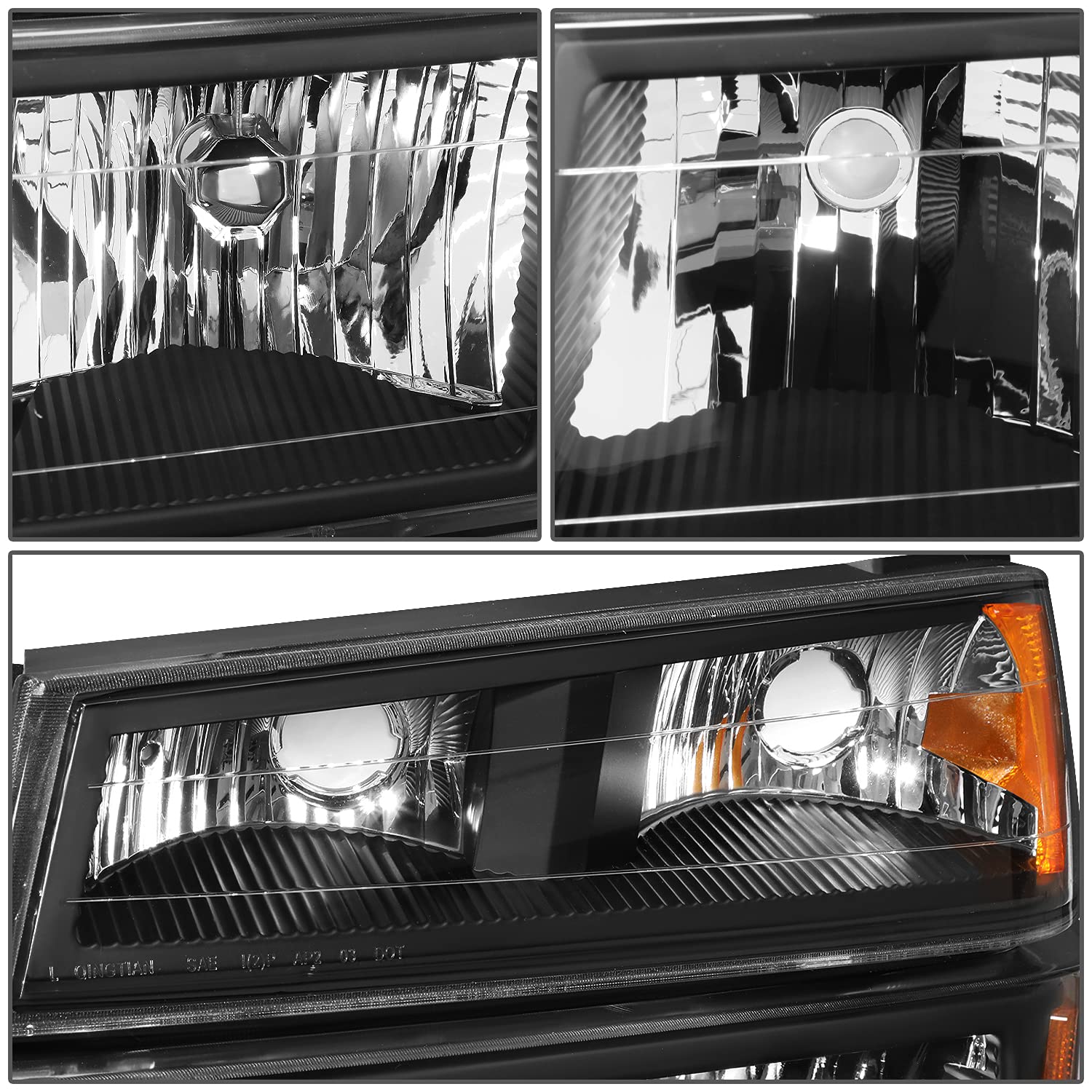 Dna Motoring Hl-Oh-Ccol044P-Bk-Am Black Housing Amber Reflector Headlights Compatible With 04-12 Colorado Canyon