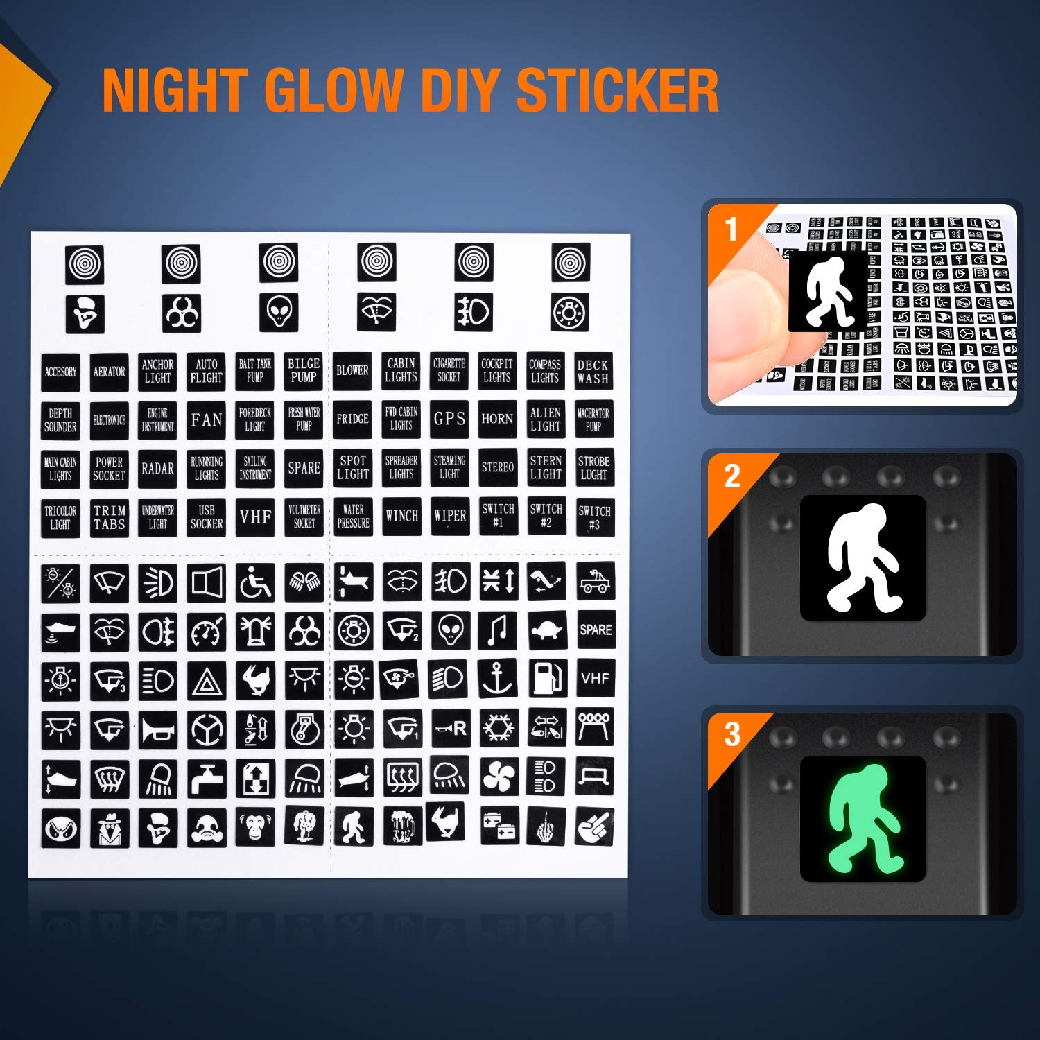 Nilight 6 Pack Rocker Switches With Night Glow Stickers 5 Pin Spst Rocker Switches With Green Backlit 12V/24V Toggle Switches Fo