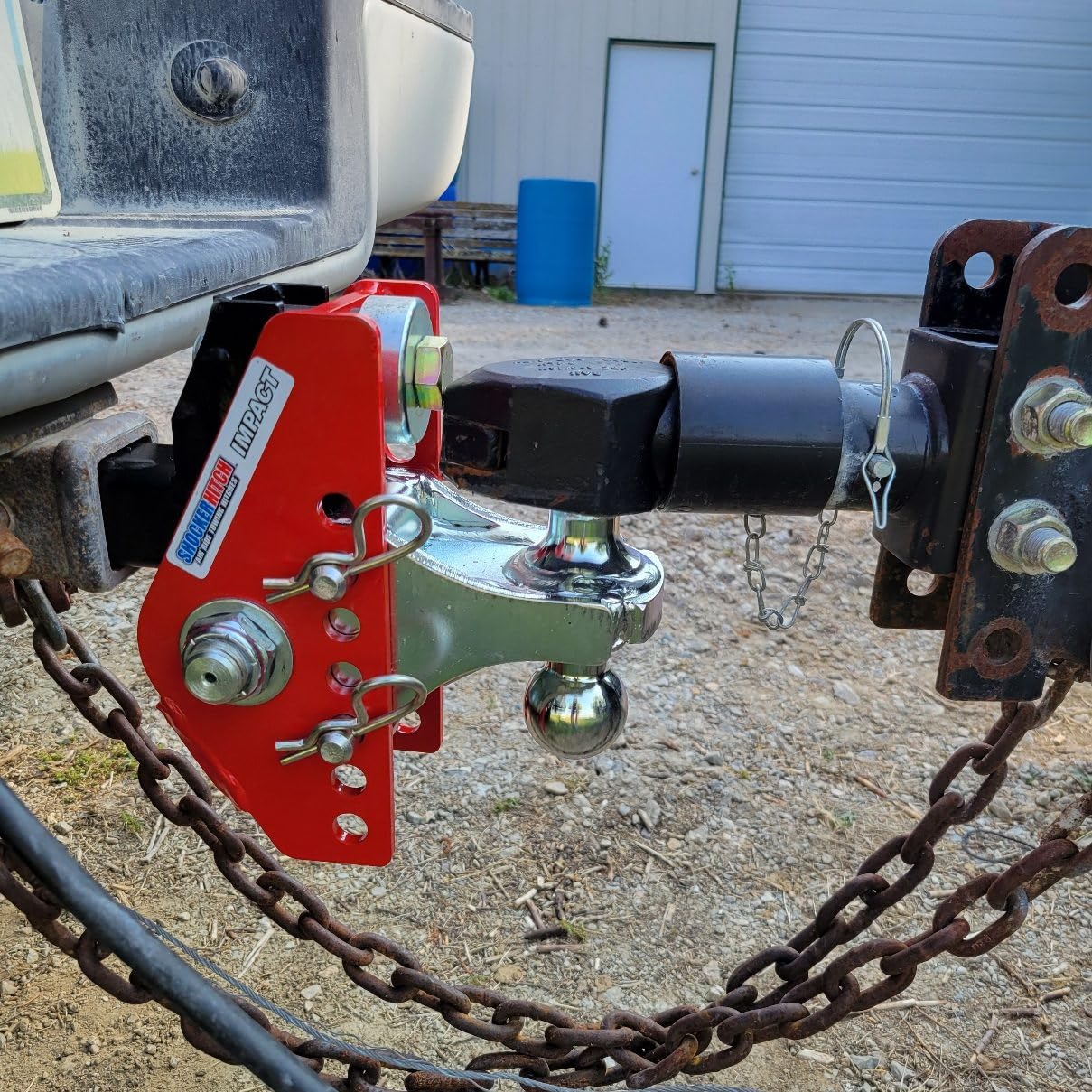 Shocker Impact Cushion Hitch Combo Ball Mount 4' Rise To 4' Drop, Fits 2' Hitch Black Combo 2' & 2-5/16' Balls