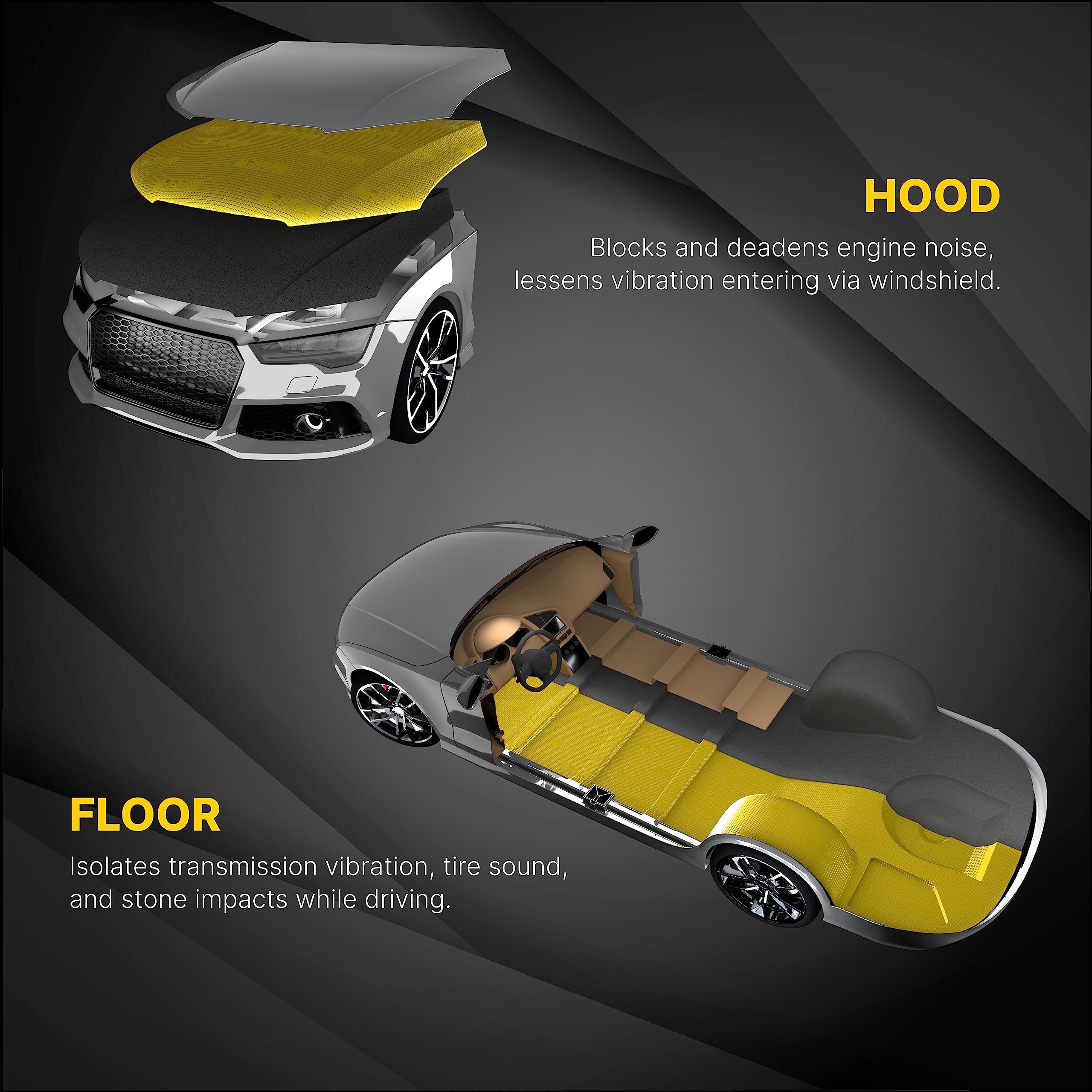 SGM Gold 80mil 10 sqft Car Sound Deadening Mat, Automotive Sound Deadener, Self Adhesive Butyl Car Sound Deadening Material, Aud