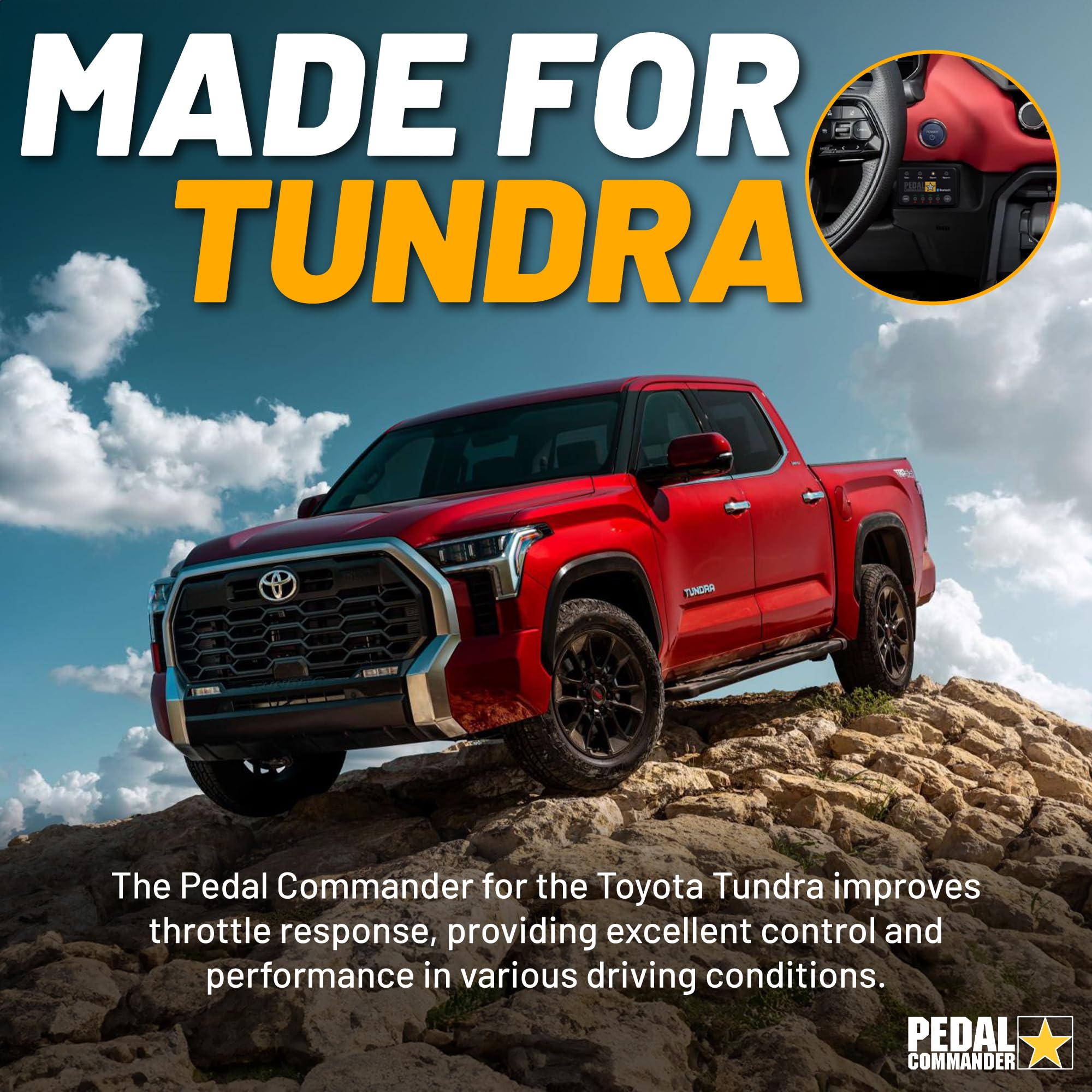 Pedal Commander For Toyota Tundra 2007-2021 Throttle Response Controller - Fits Base, Sr, Sr5, Trd Sport, Limited, 1794, Platinu