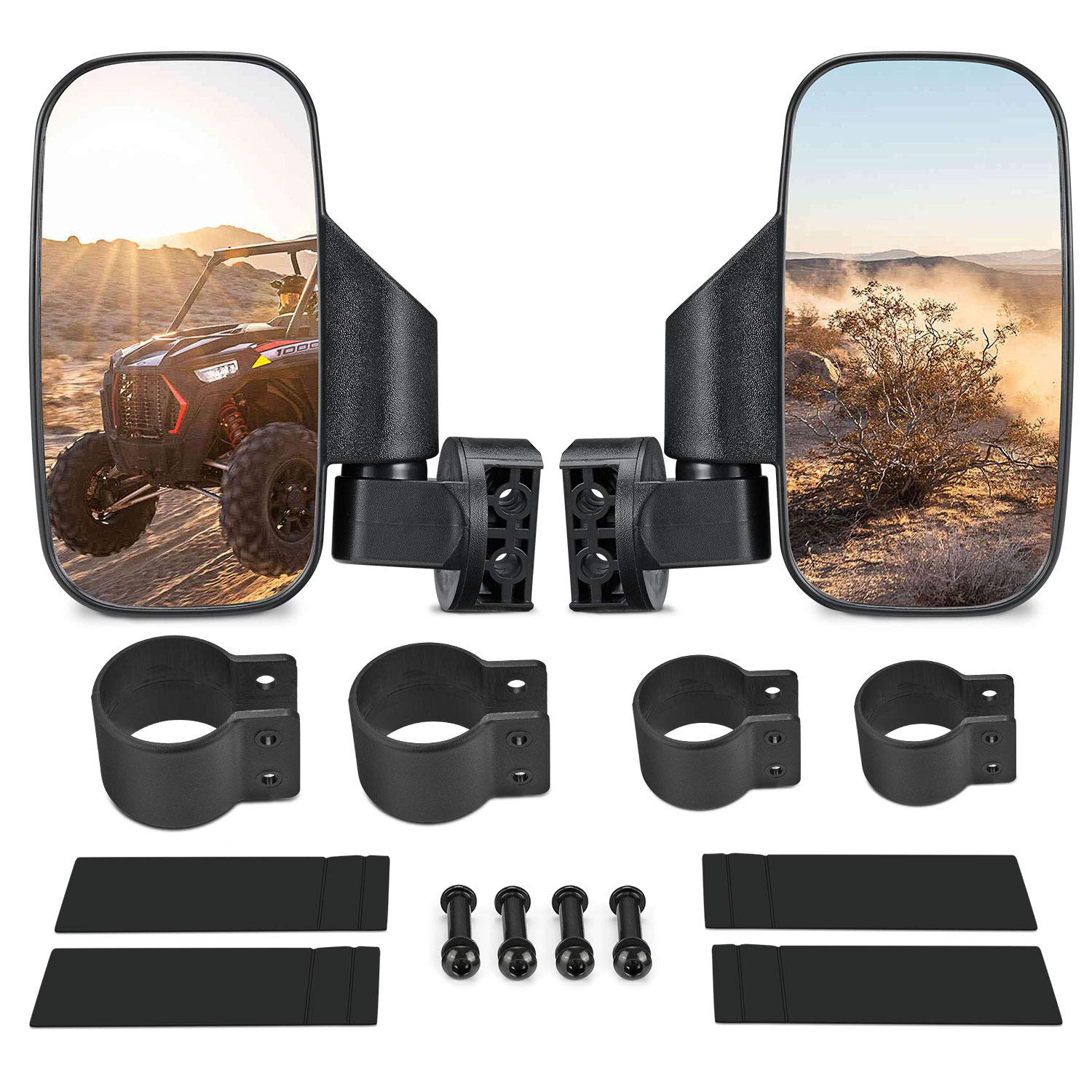 Utv Side Mirrors With 1.75'' -2'' Roll Bar Cage, Utv Mirrors 360 Degree Adjustable Sxs Mirrors Compatible With Polaris Rzr Kawas
