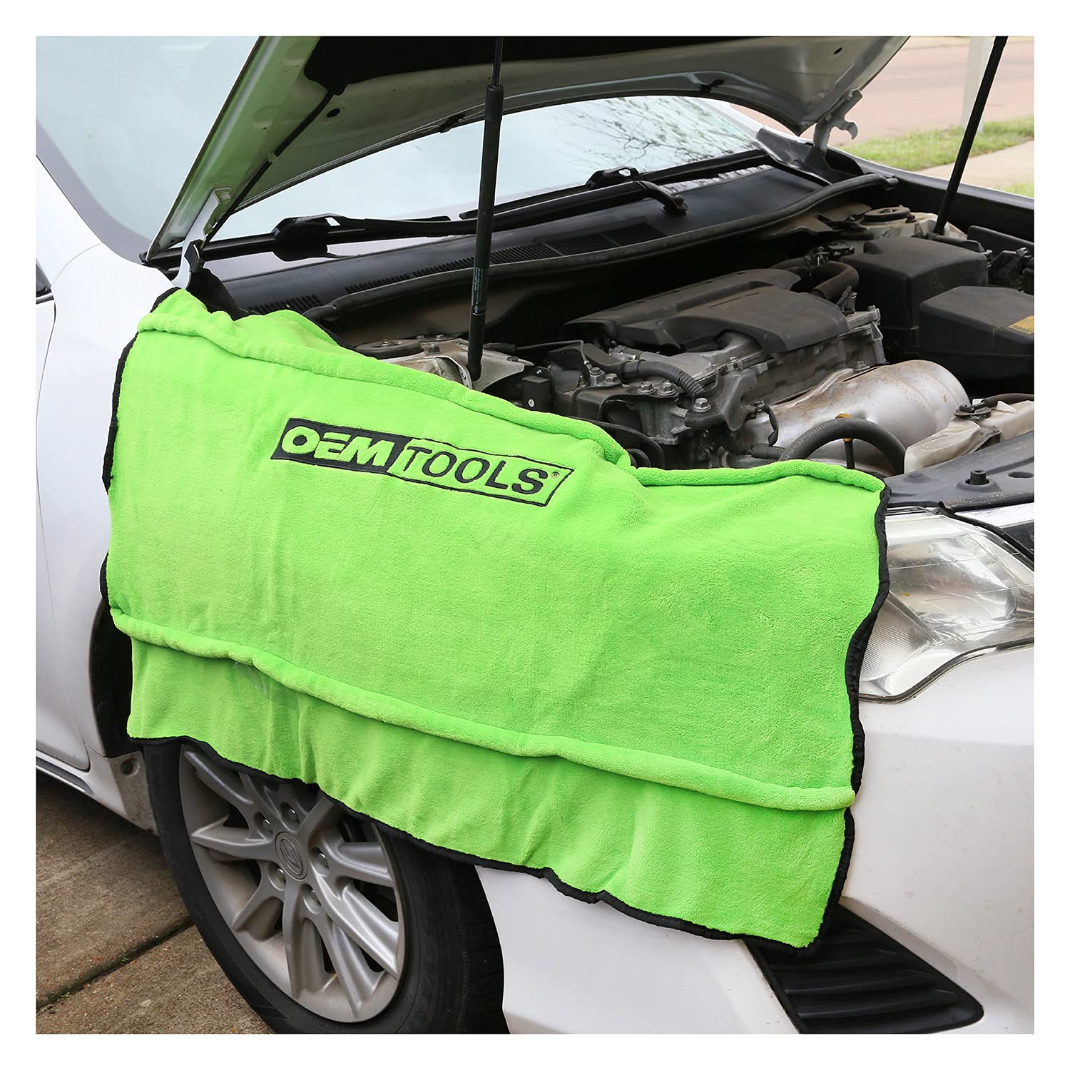 Oemtools 24899 Soft Fleece Fender Cover, Green Work Mat, Automotive Fender Protector, Padded Fender Cover Mechanic Accessories,
