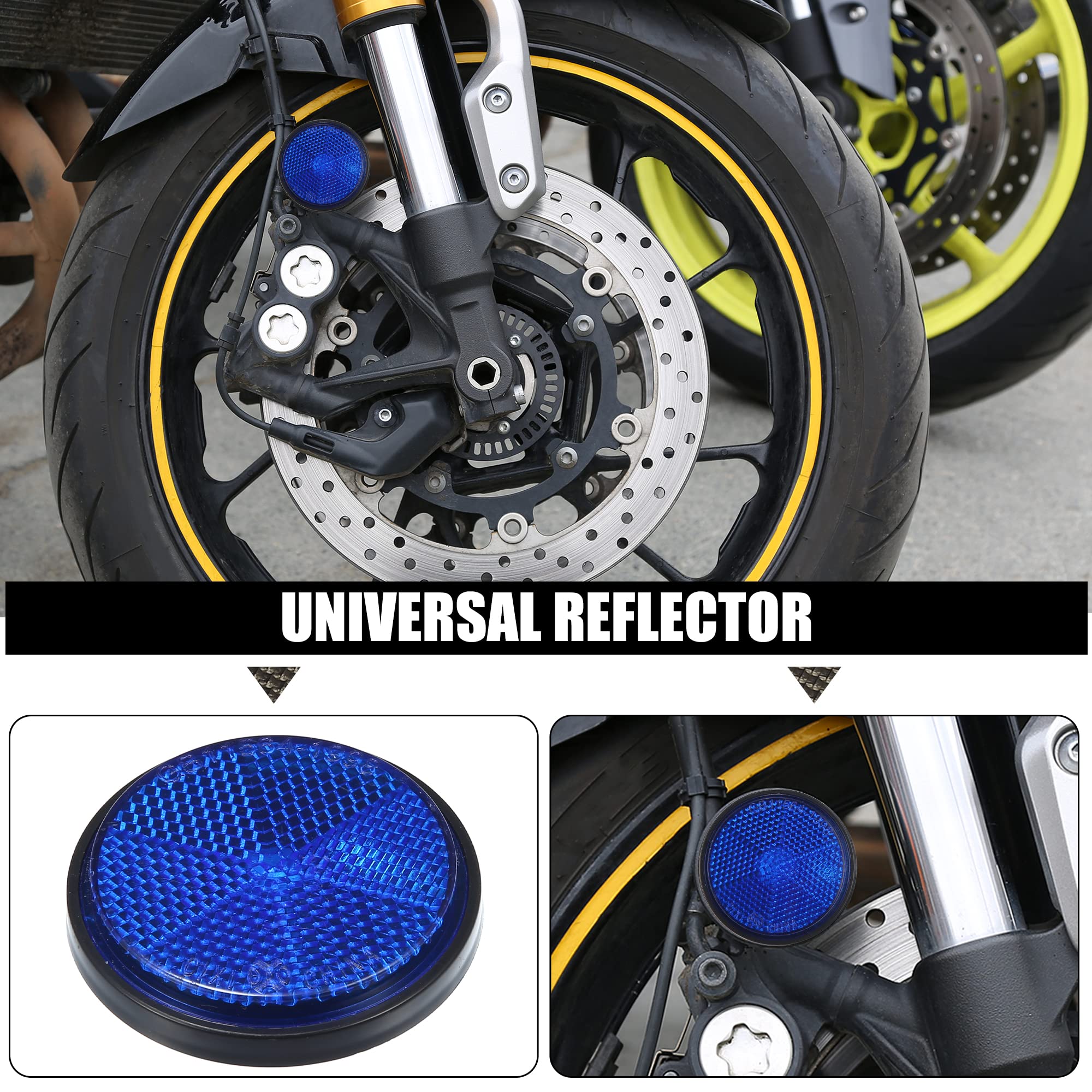 X Autohaux 2 Pcs Universal Round Shape Reflector For Motorcycle Garbage Cans Car Trailer Truck And Bike Blue