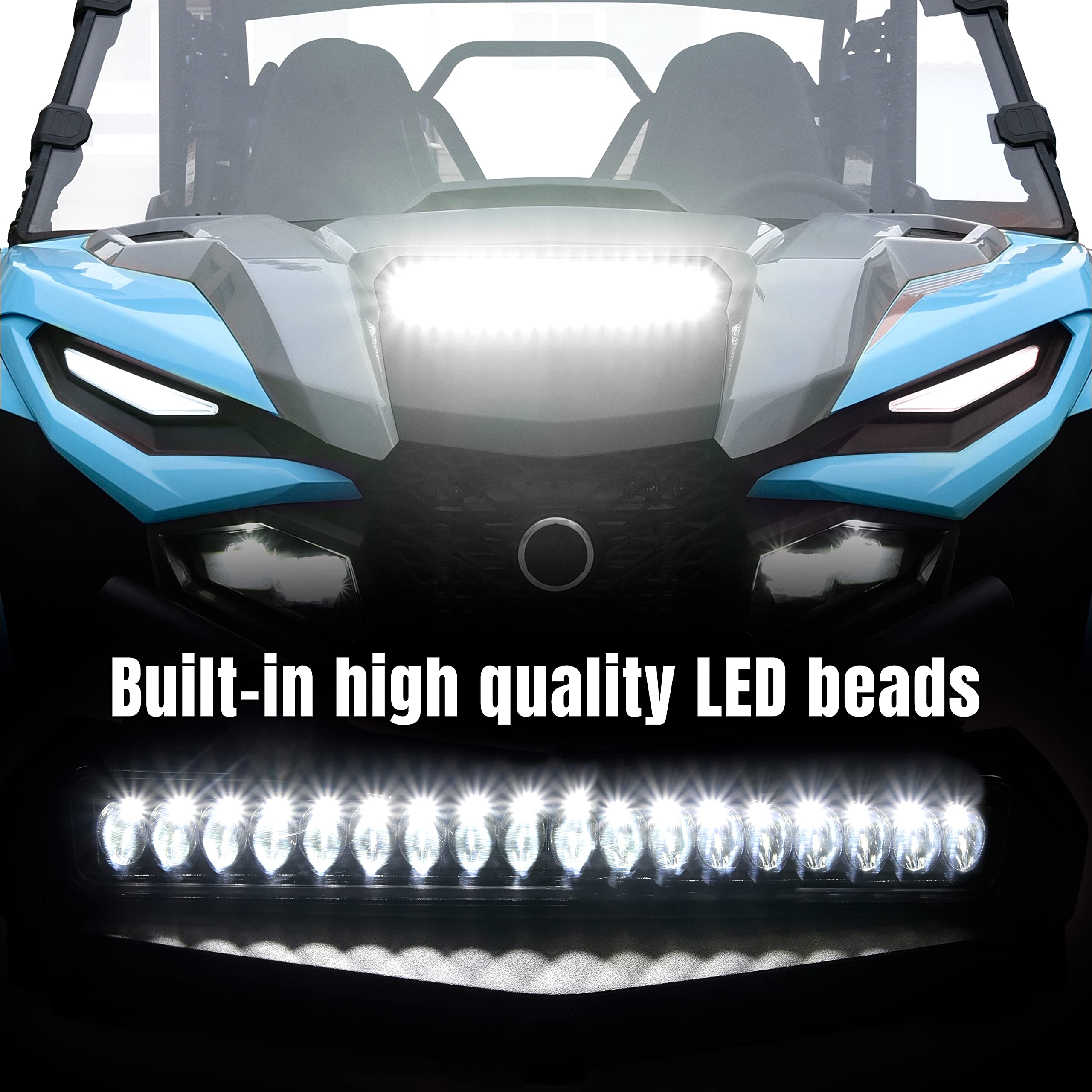 KATIMOTO LED Hood Scoop Light for Yamaha RMAX 1000 & Wolverine RMAX2/RMAX4, Black, Model KTI-030809-002, Durable ABS Material