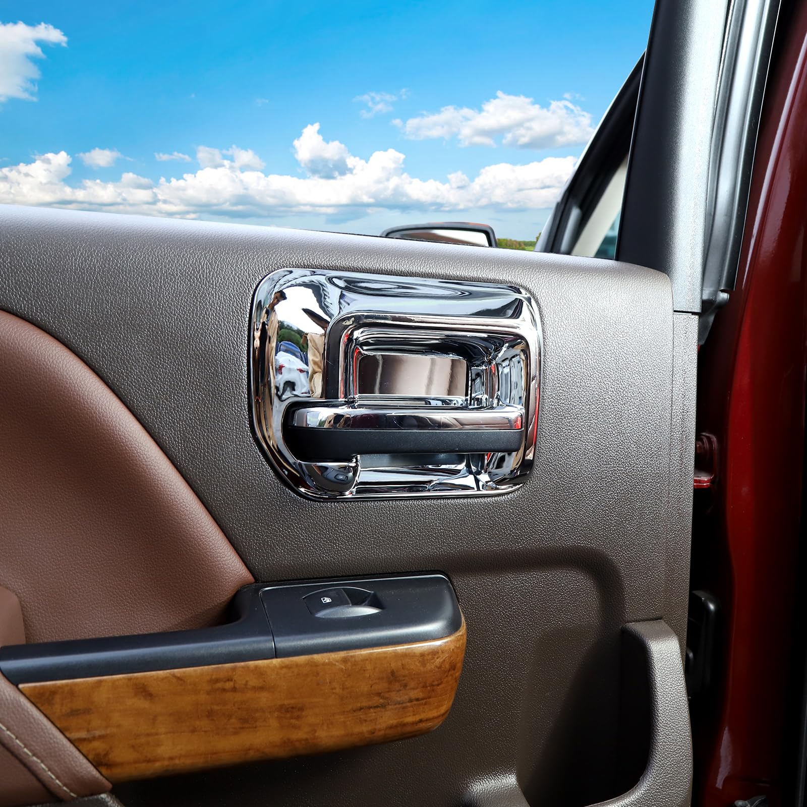 Rt-Tcz For Chevy Silverado Inner Door Handle Bowl Trim Cover For Chevrolet Silverado Gmc Sierra 2014-2018 Chrome Interior Access