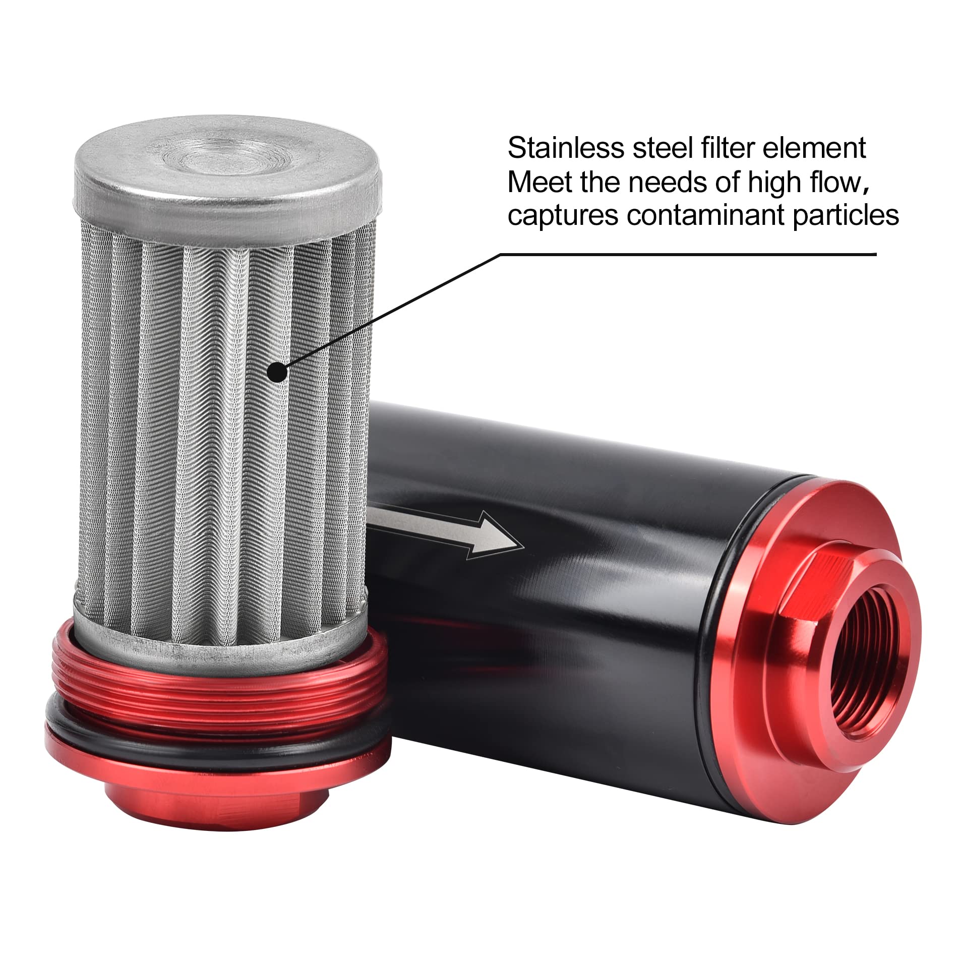 Evil Energy Inline Fuel Filter 100 Micron With 6An 8An 10An Adapter&Bracket Clamp 50Mm Universal