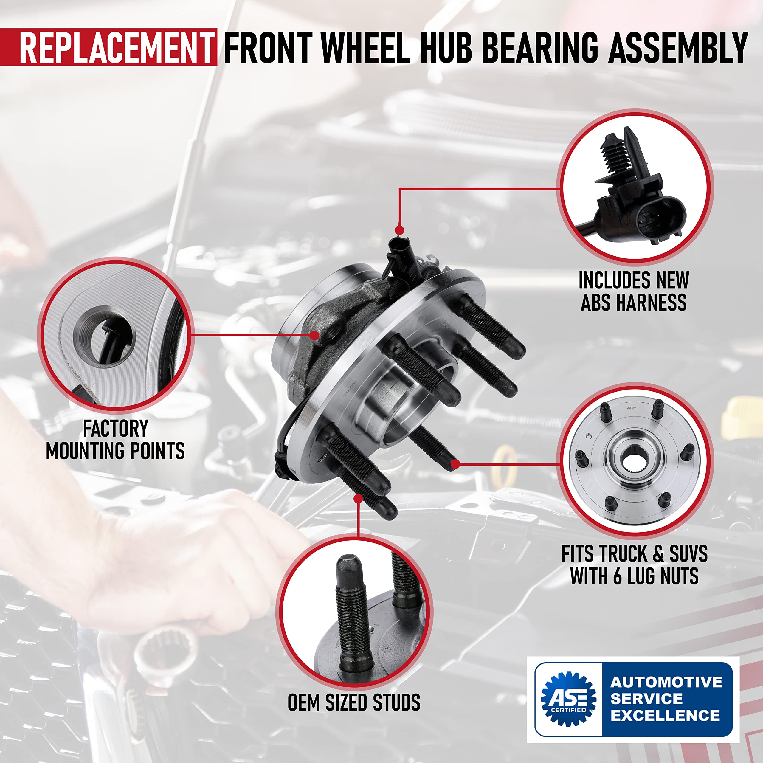 Front Wheel Bearing - Compatible With Chevy, Cadillac And Gmc 4Wd - Escalade, Avalanche, Silverado 1500, Suburban, Tahoe, Sierra