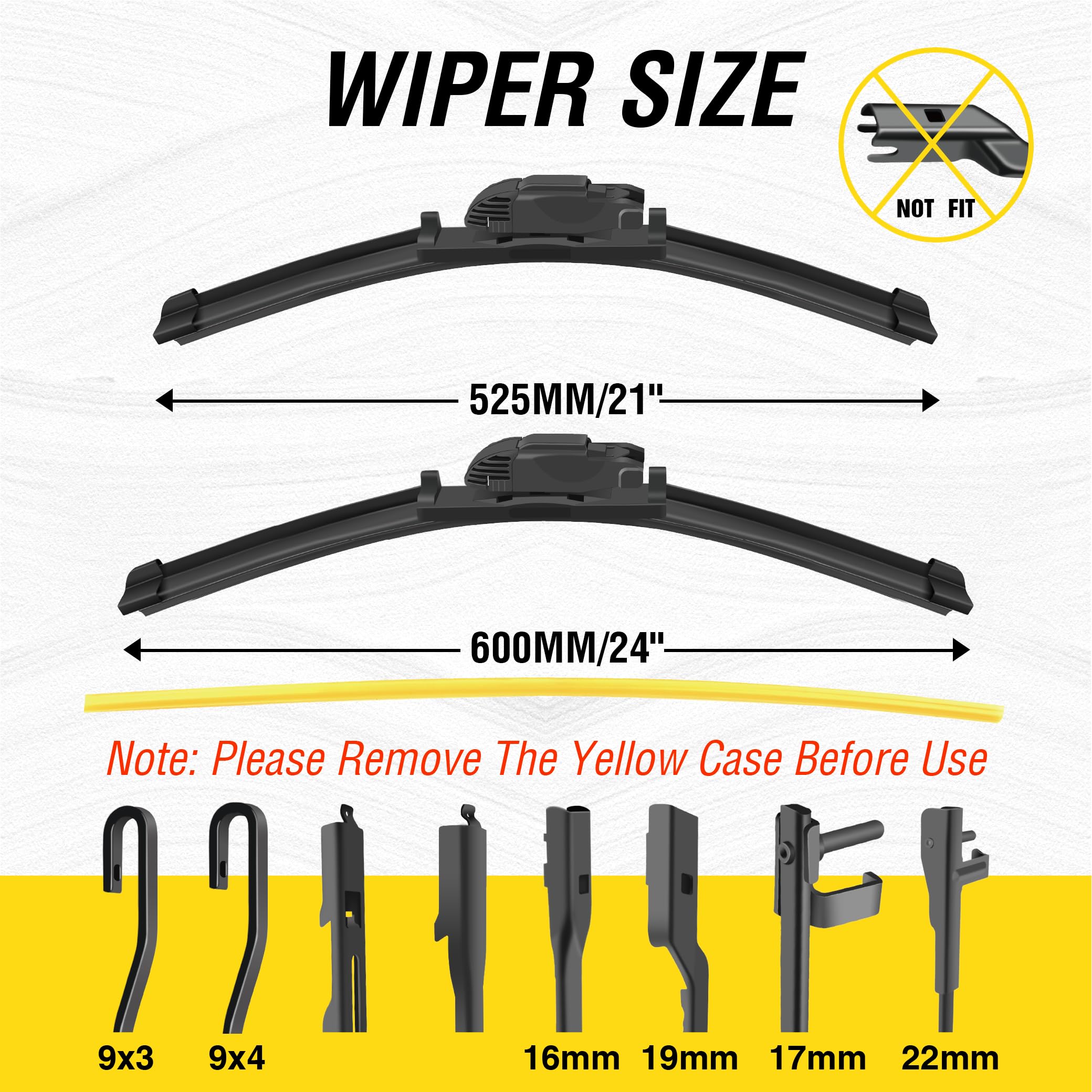 5 Plus 24 And 21 Inch Windshield Wiper Blades(Set Of 2), Automotive Replacement Windshield Wiper Blades - Oem Quality Premium Al