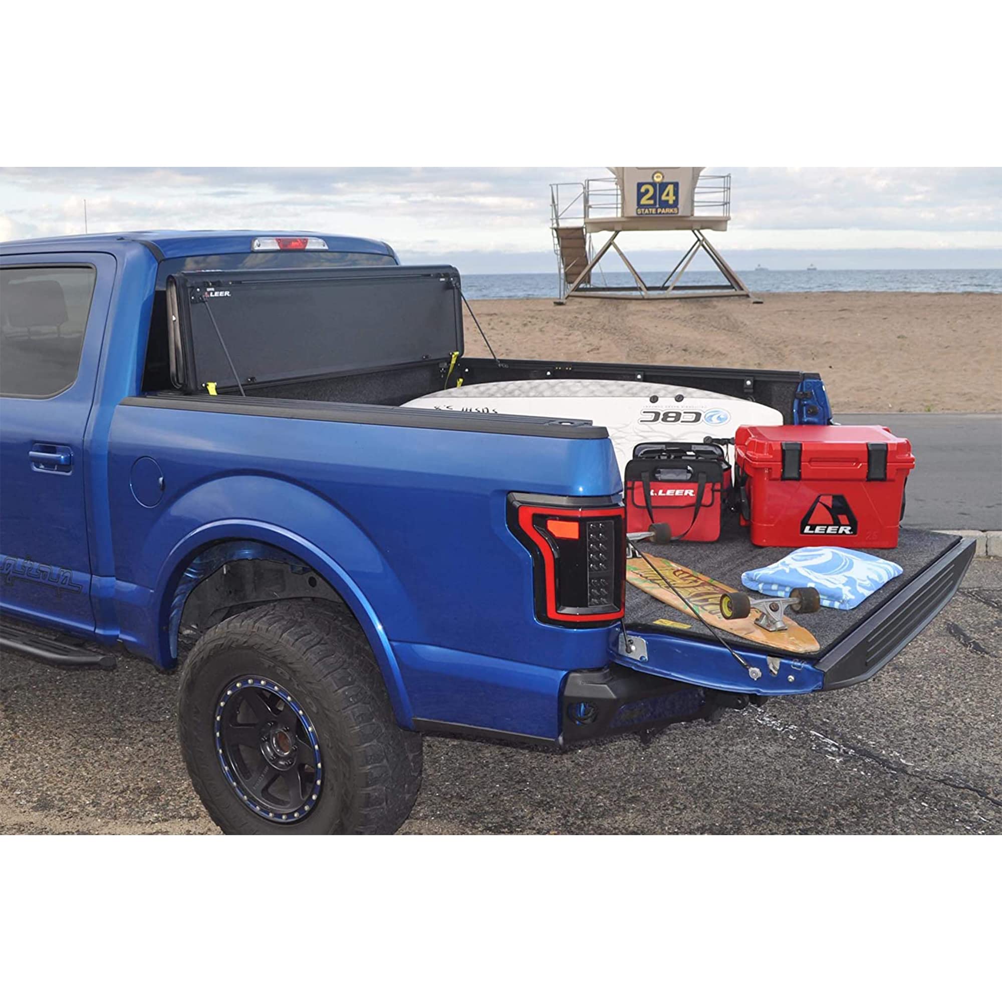 Leer Hf650M Quad-Folding Truck Bed Tonneau Cover, Fits Toyota Tacoma With Track System, Years 2016-2023, 5'2 Truck Bed, Black