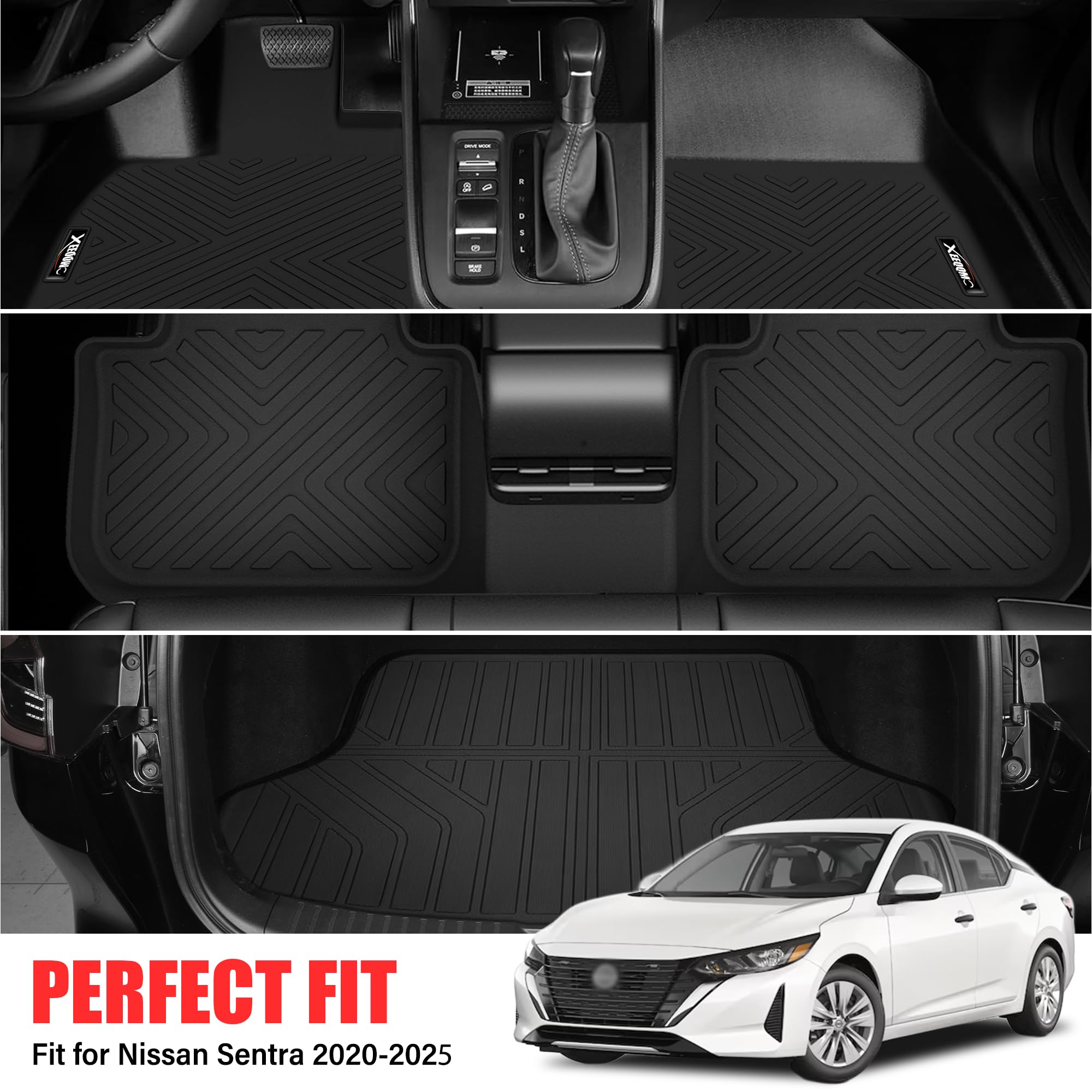 Floor Mats For 2020-2024 Nissan Sentra With Cargo Liner All Weather Tpe Protection Floor Liners Full Set With Trunk Mat For 2020