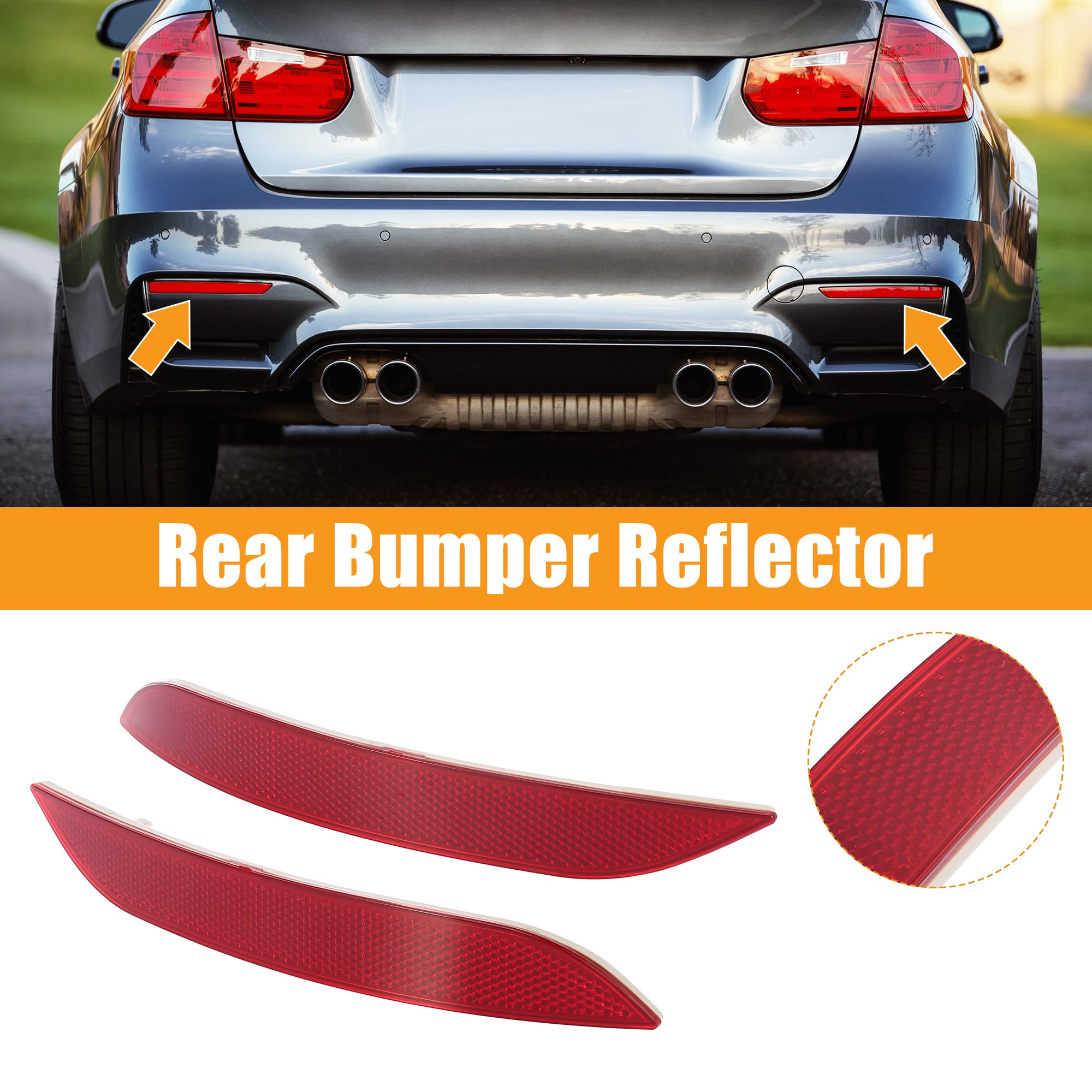 X Autohaux 1 Pair Car Rear Bumper Reflector Strip Cover Left Right Side 63147314883 63147314884 For Bmw X1 2013-2015