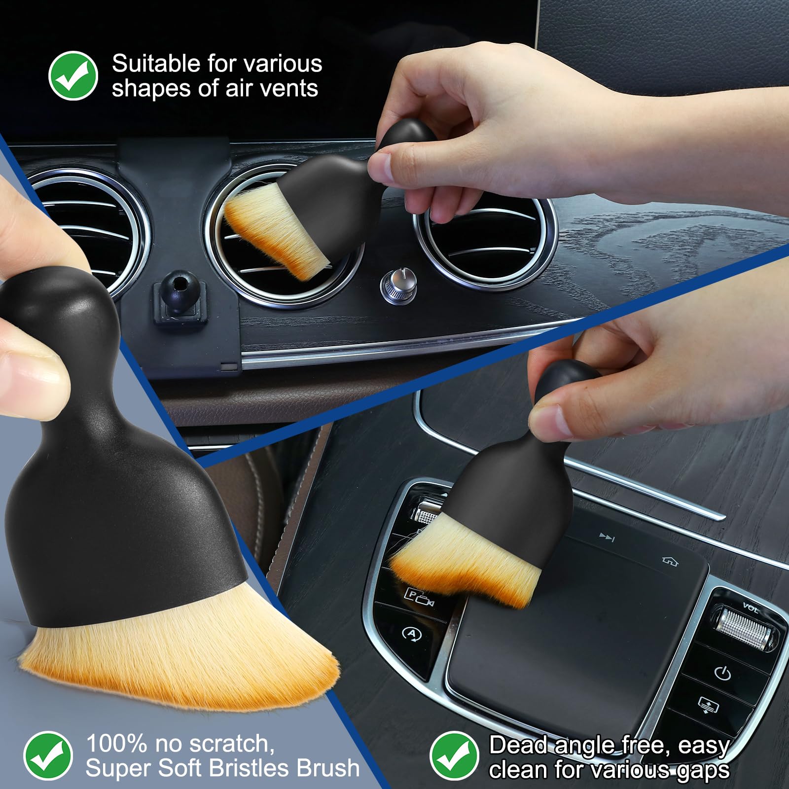 Fitosy Car Detailing Brushes Duster Cleaning Kits, Soft Hair Dashboard Air Vent Crevice Dusting Detail Cleaner Interior Accessor