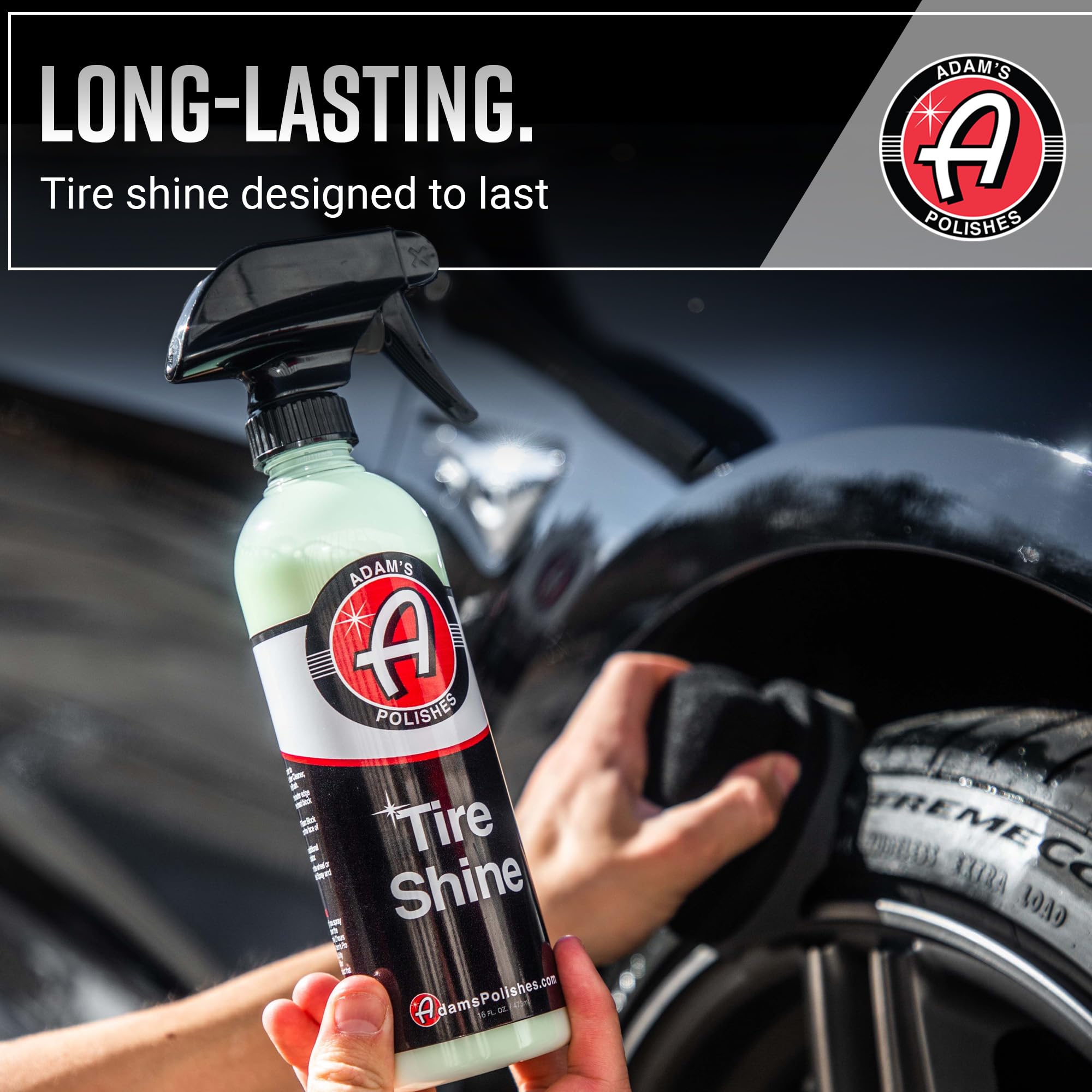 Adam'S Polishes Tire Shine Combo - Spray Tire Dressing W/ Sio2 For Non Greasy Car Detailing | Use W/Tire Applicator After Tire Cleaner & Wheel Cleaner | Gives A Ceramic Coating Car Wax