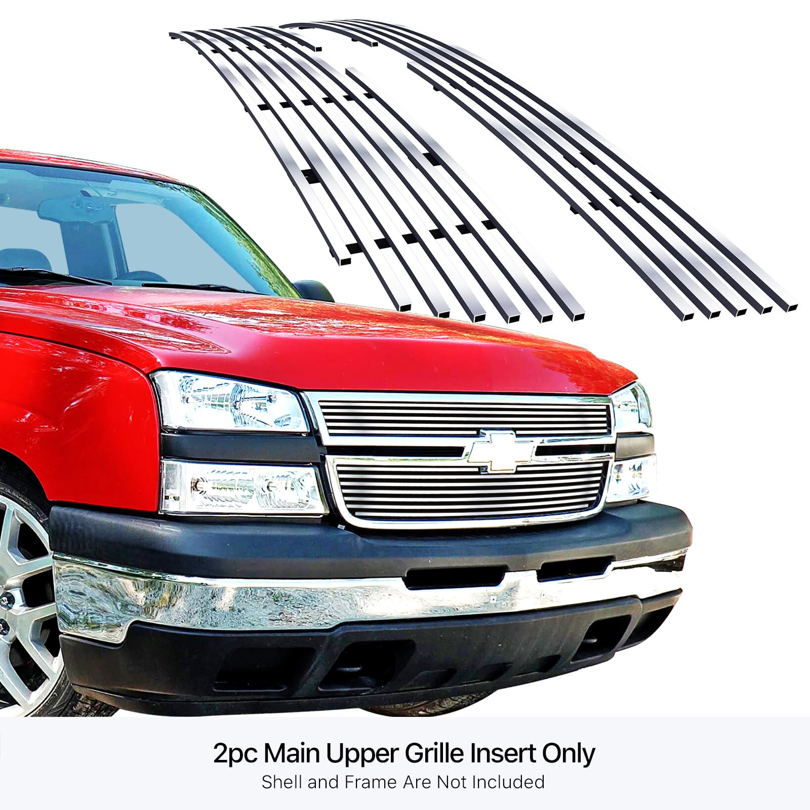 APS Stainless Steel Chrome Billet Grille Insert for Chevy Silverado 2500HD/3500 (2005-2006) & 1500 HD SS (2006) - Model C65306