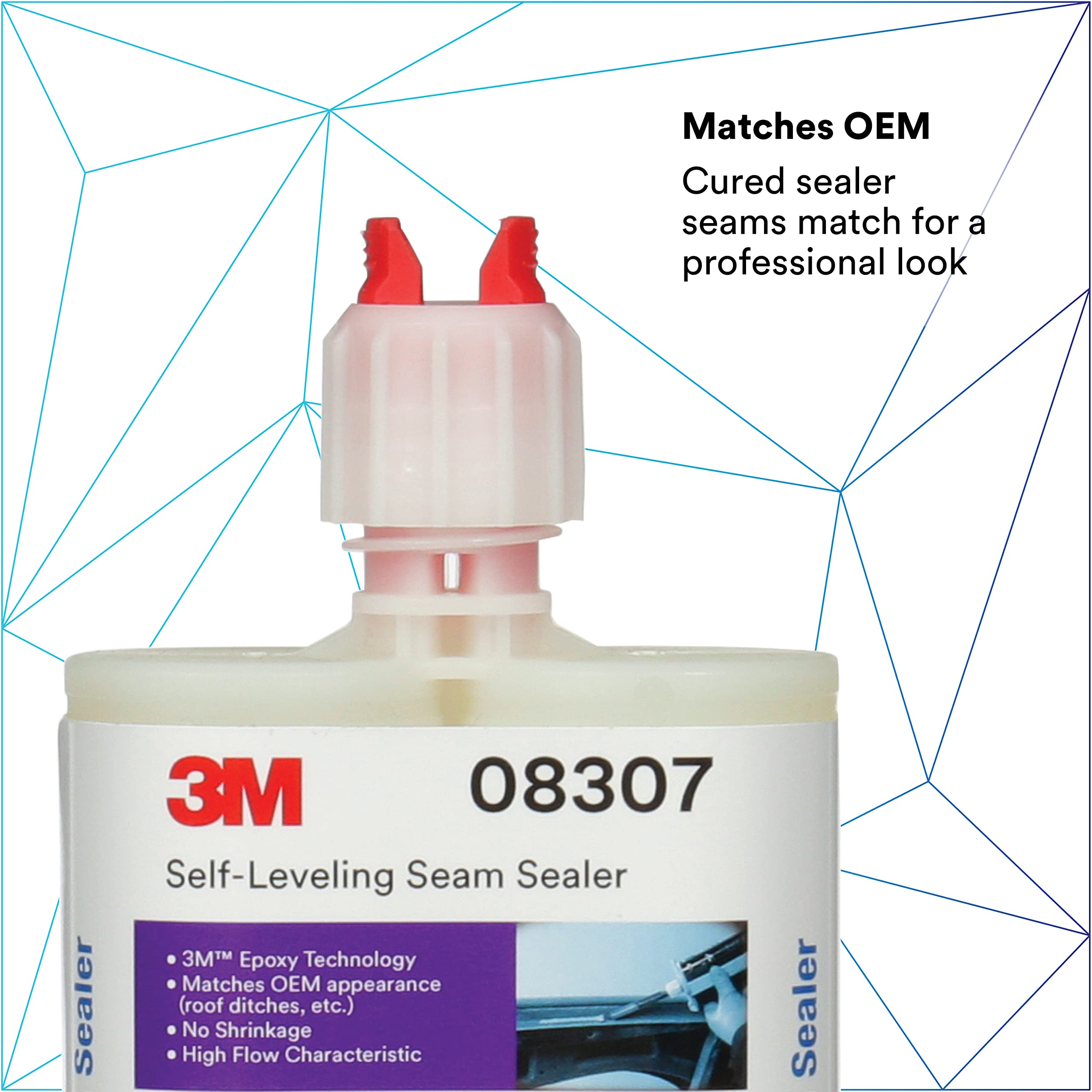 3M Self-Leveling Seam Sealer, Quick-Curing Epoxy, 200 mL, Clear, Model 08307