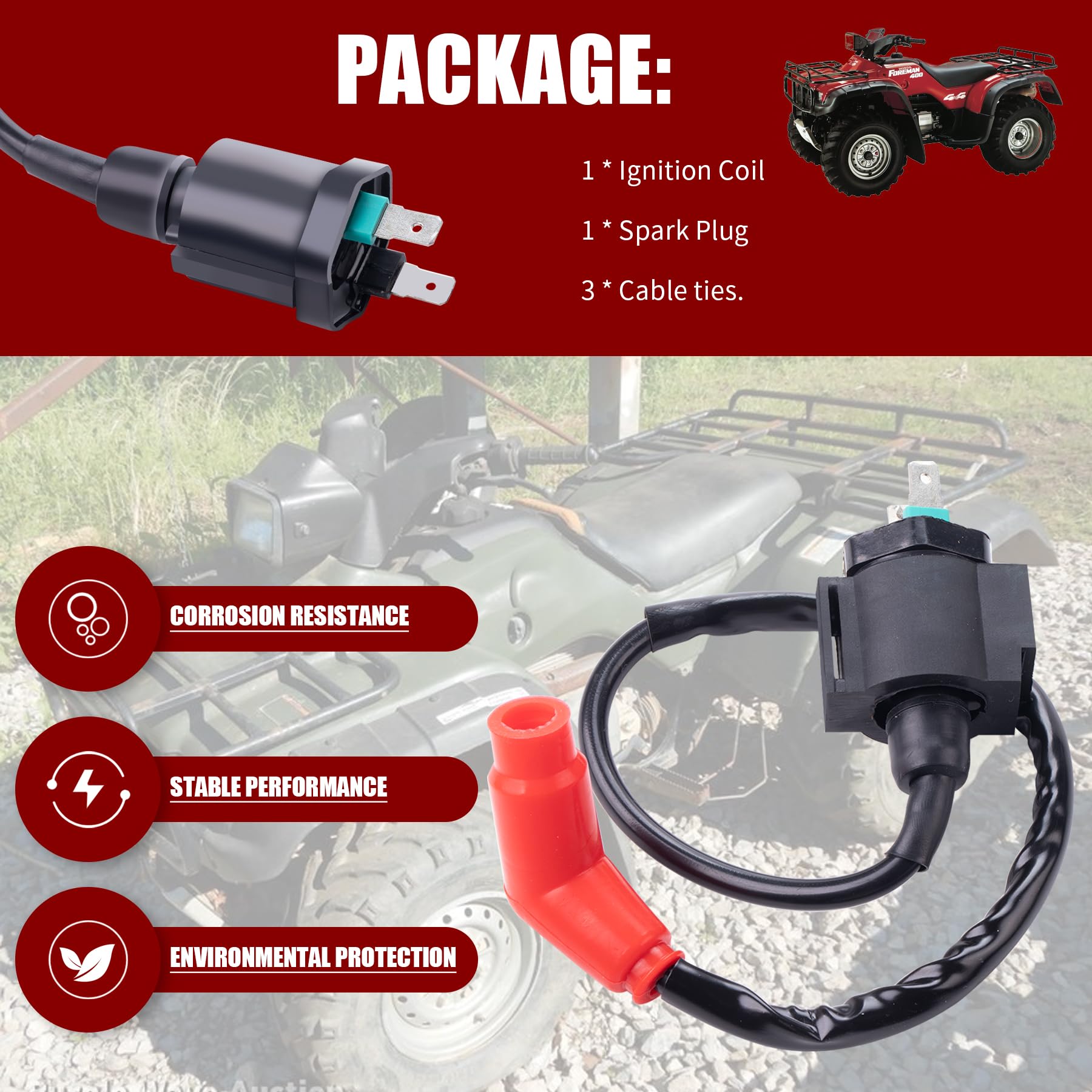 Tnnr Ignition Coil Spark Plug Compatible With 1997-2006 Honda 350S 350Es 450S 450Es Foreman 400 450 Trx450 Fe Fm Es S Rancher 35