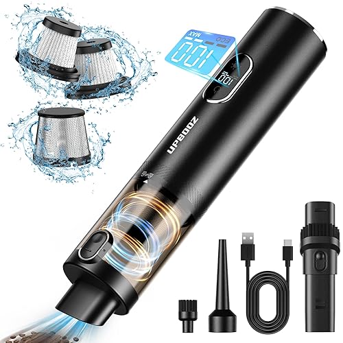 Upbooz Cordless Handheld Vacuum Cleaner, 14000PA Suction, LED Light, Mini, Black, Model VC012 for Car, Home, and Office