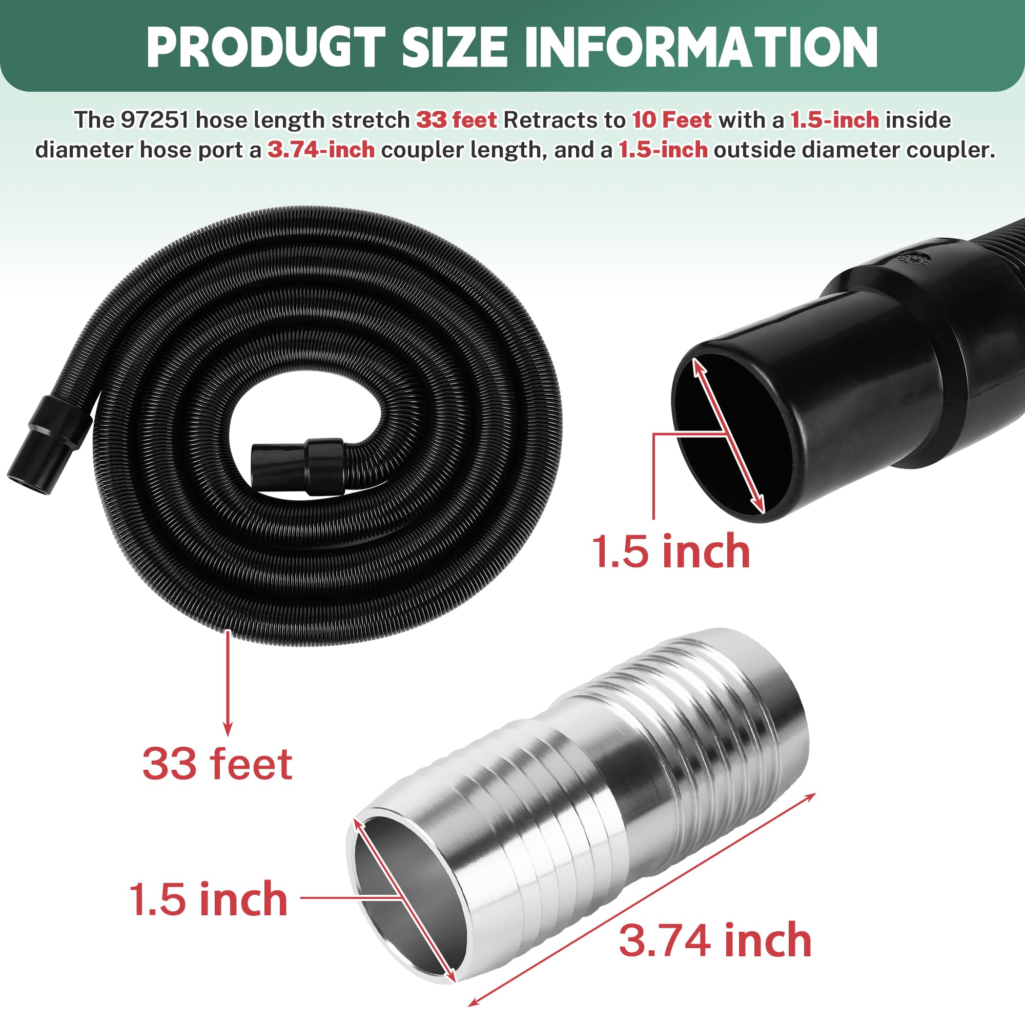 Ustinian RV Macerator Hose Kit, 33FT 1.5" Black Sewage Hose, Quick-Connect Fittings, Model YUS-PCS002-BK
