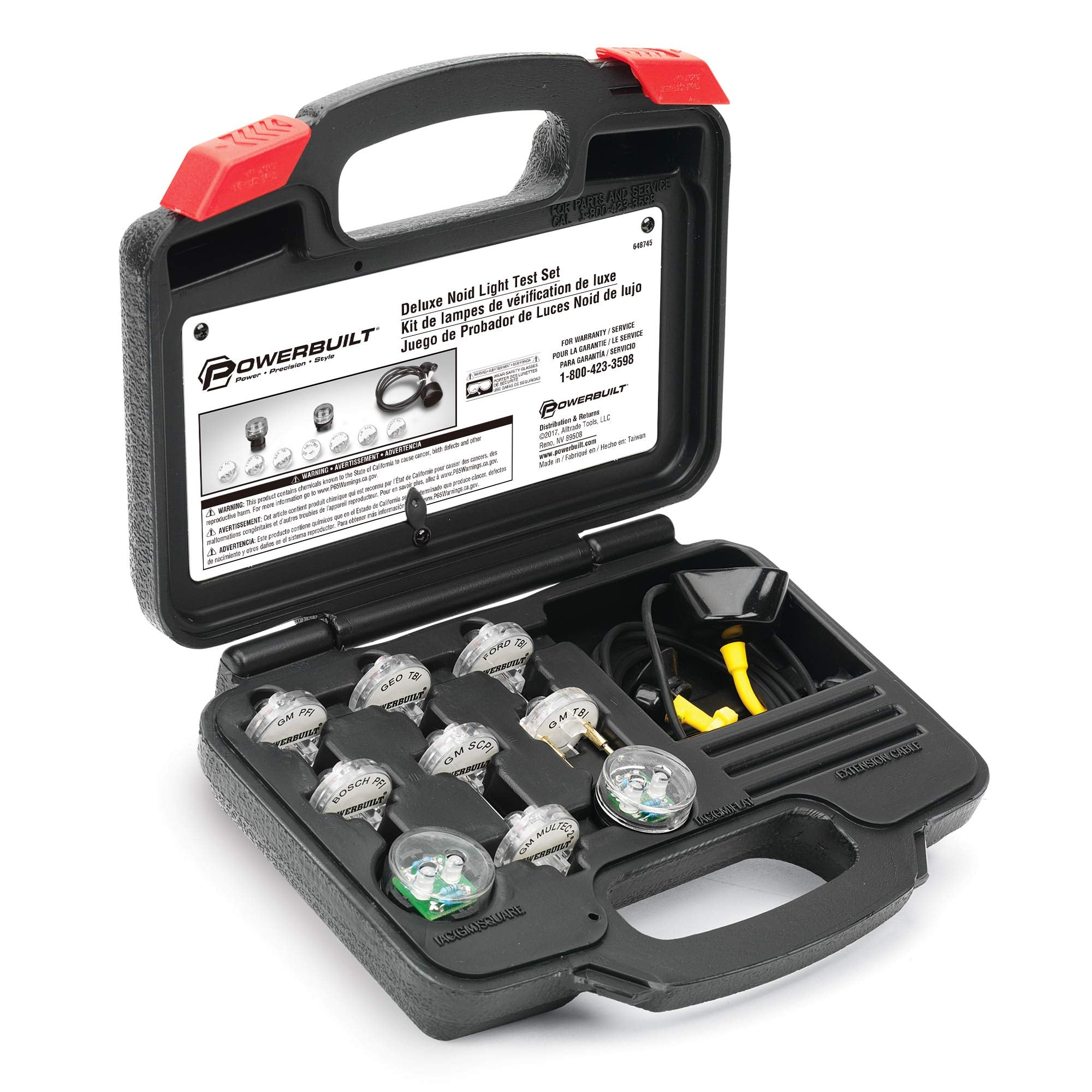 Powerbuilt Deluxe Fuel Injection Test Noid Light Tool Set, Kit Tests Vehicle Electronic Fuel Injectors And Idle Air Control Valv