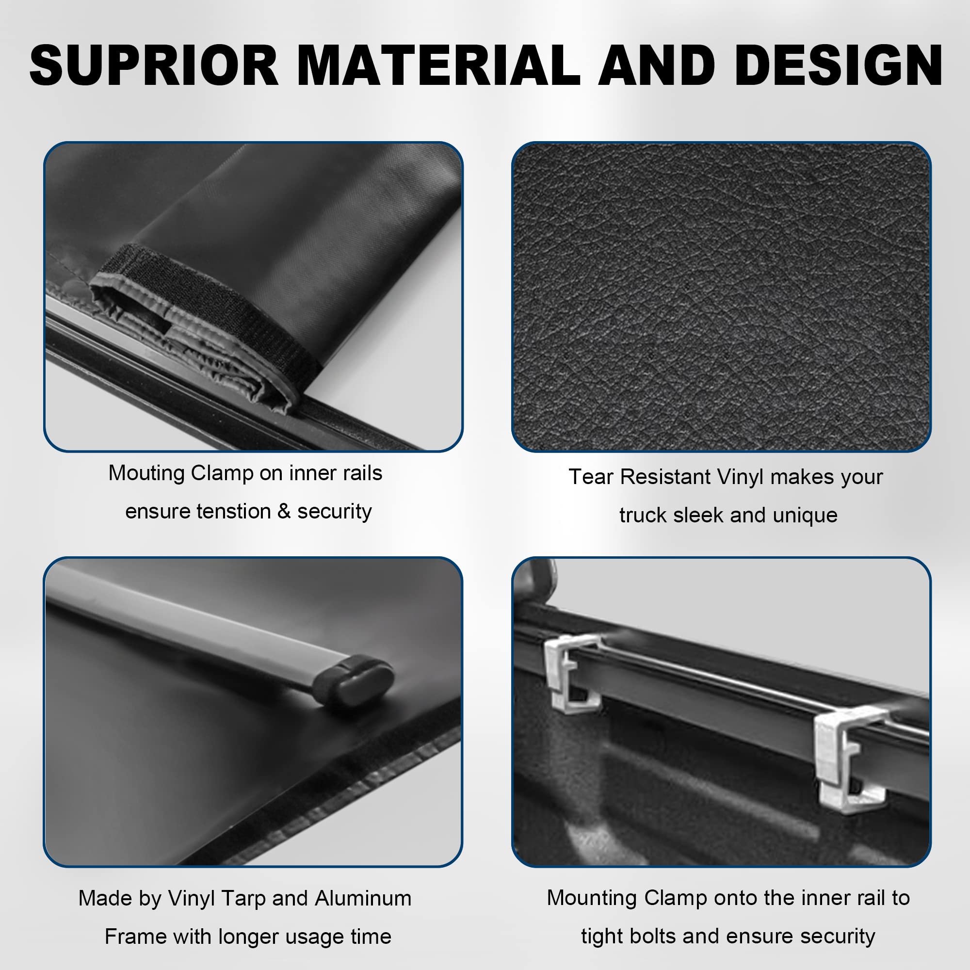 Mostplus Roll-Up Soft Vinyl Truck Bed Tonneau Cover Compatible With 2016-2023 Toyota Tacoma Standard Short Model On Top Fleetsid