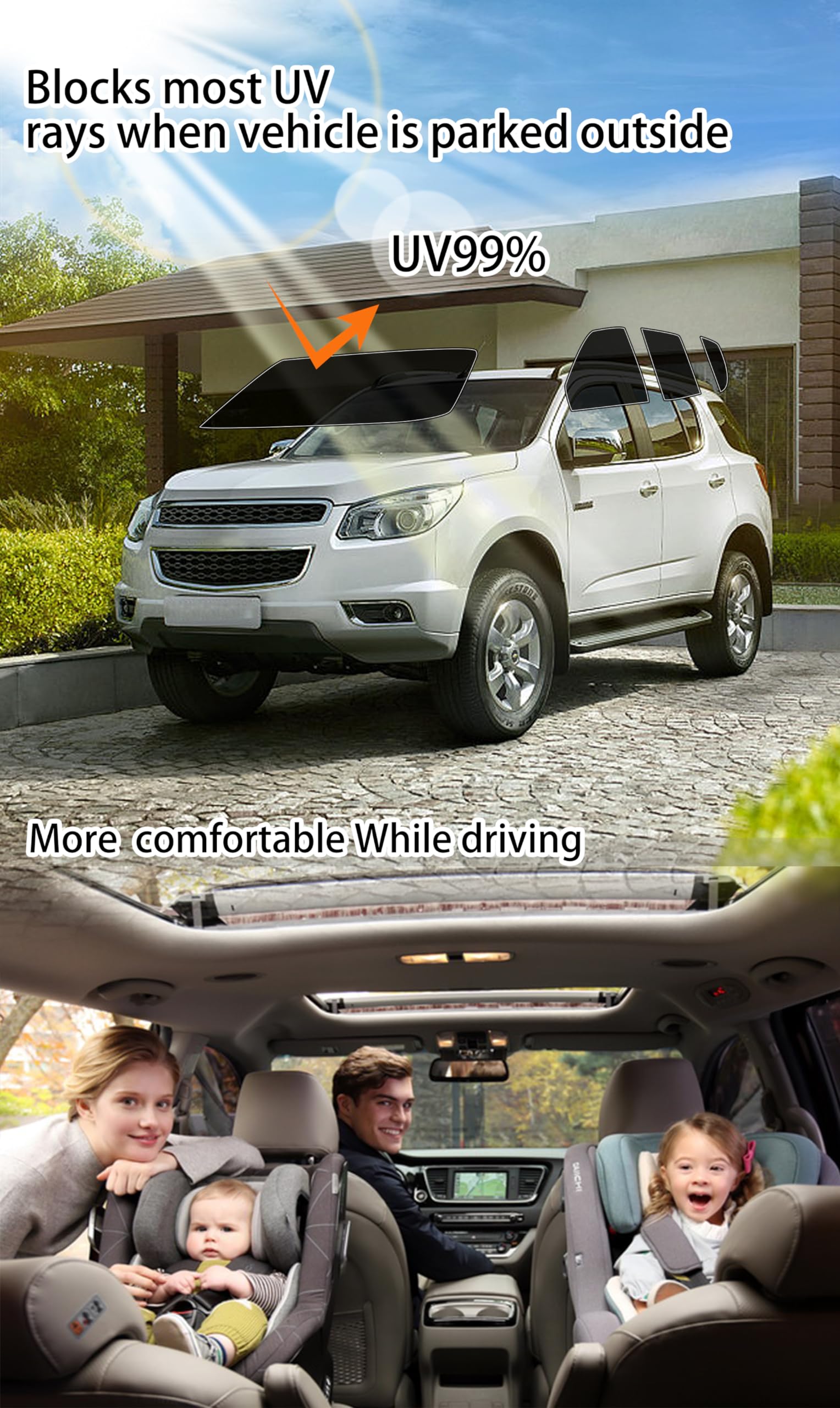 Autotek DIY Car Window Tinting Kit - Customize Shade: 5%, 10%, 20%, 35%, 50%, 70%, for All Sides & Back Windows - Pre-Cut colora