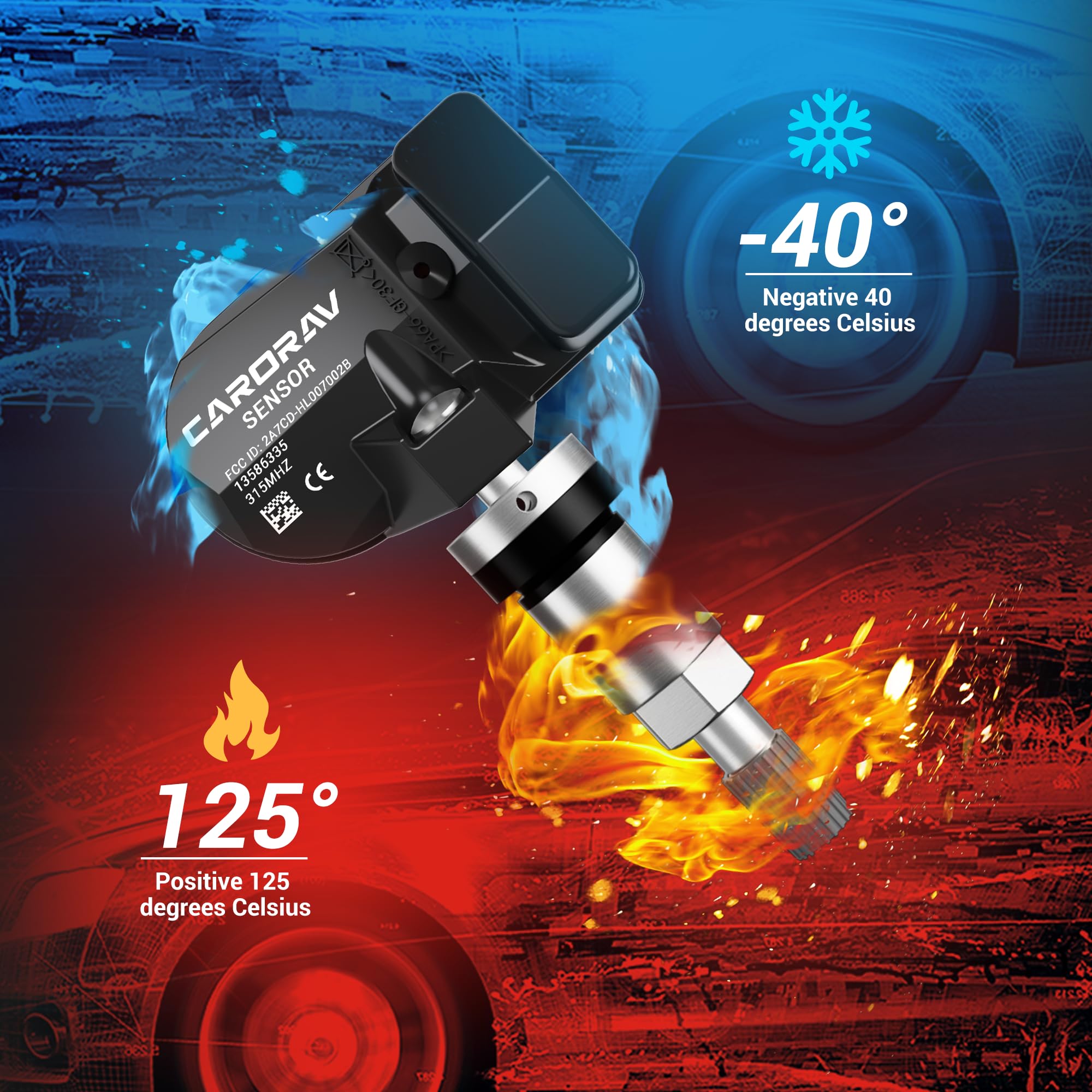 Carorav Tpms Sensor Gm, 4-Pack Tire Pressure Sensor Replacement For Gm Chevy Gmc Cadillac Buick, 315Mhz Oe Replaces# 13586335, 1