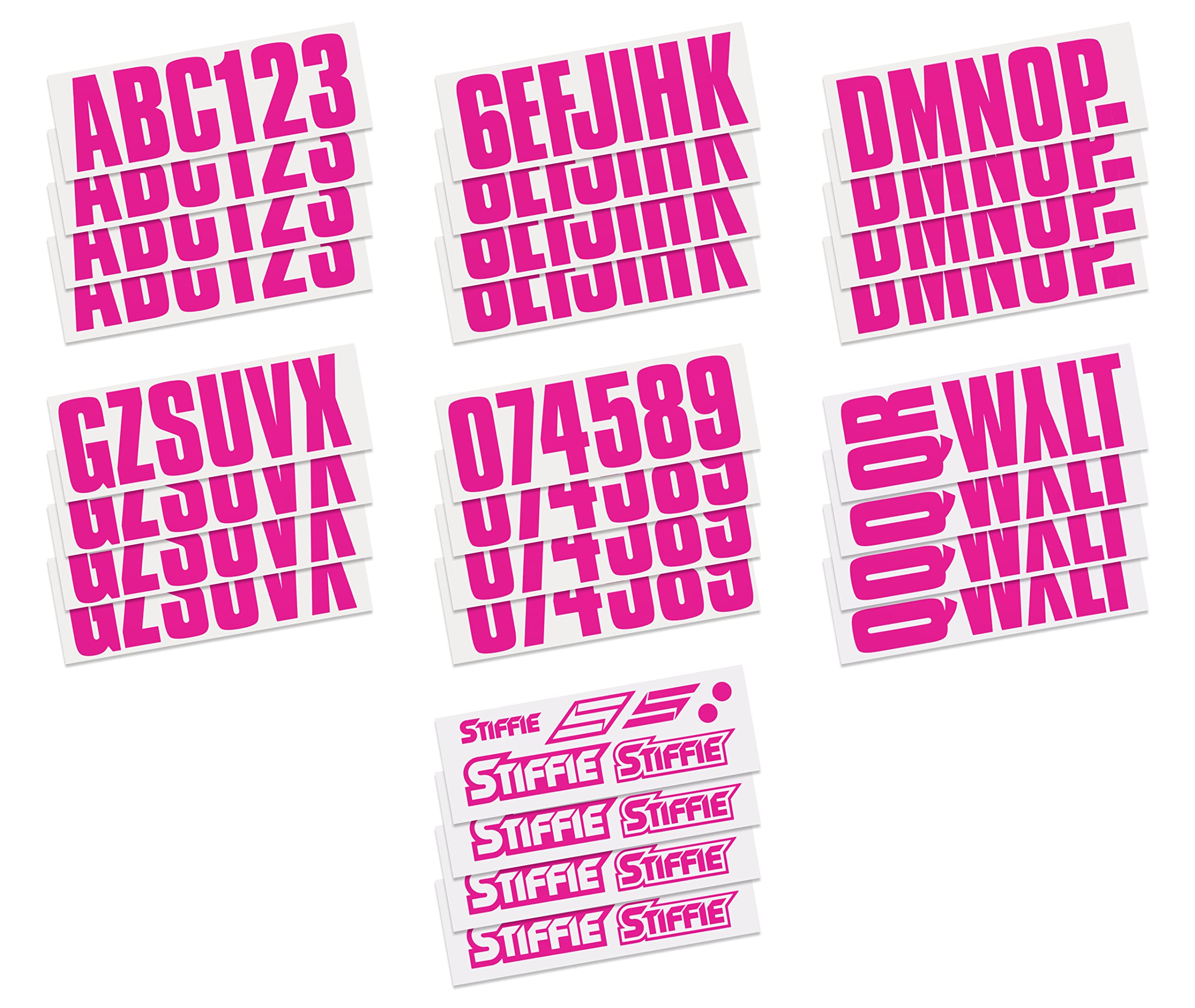 Stiffie Uniline 3" Alpha-Numeric Vinyl Stickers Decals for Boats - Berry, Model UL10