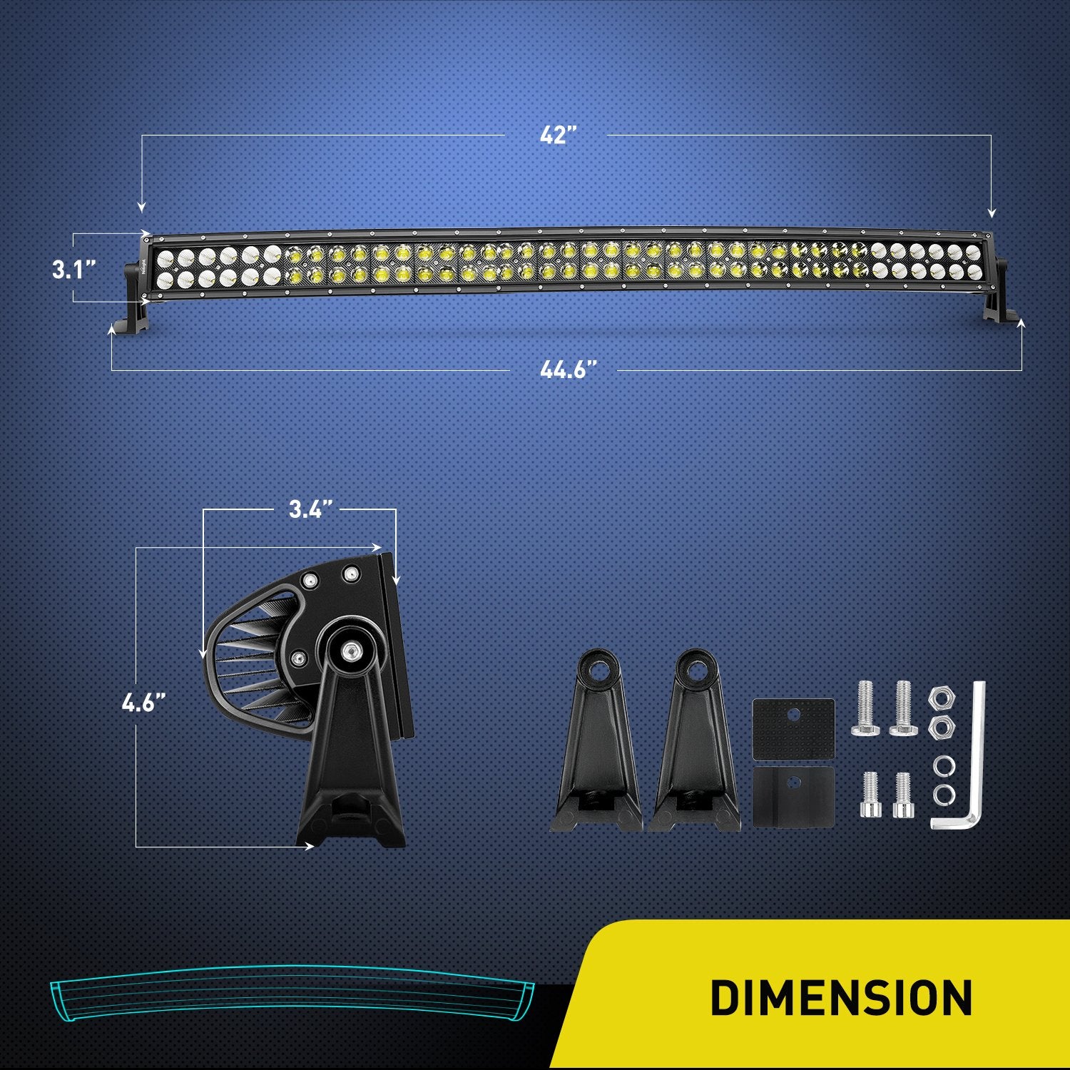 Nilight 42" Curved 240W LED Light Bar & Wiring Harness Kit - Black, Model ZH114, Off-Road Spot Flood Combo for Truck ATV UTV Jeep