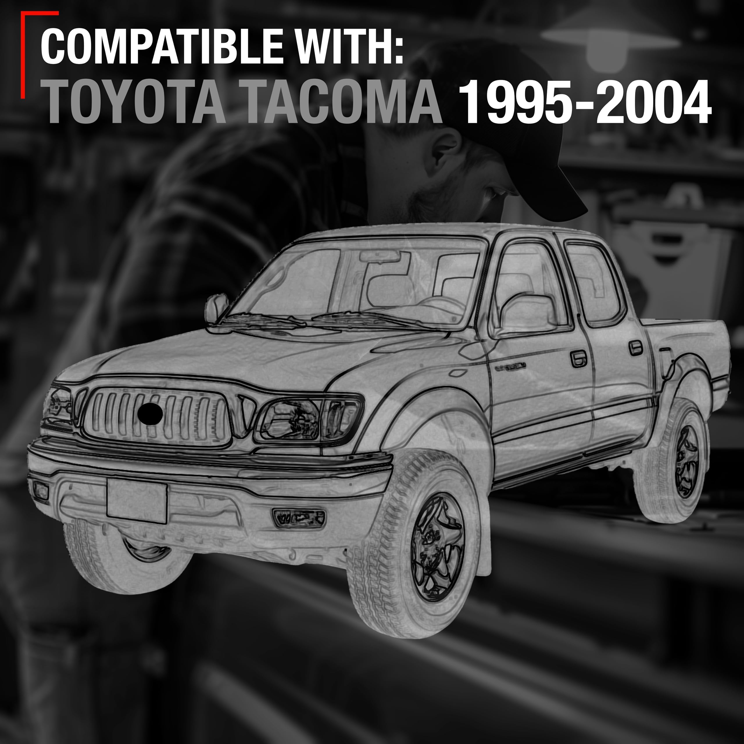 TRUBUILT1 AUTOMOTIVE Driver Door Handle Replacement for 1995-2004 Toyota Tacoma - Smooth Black Plastic - OEM 69220-35020