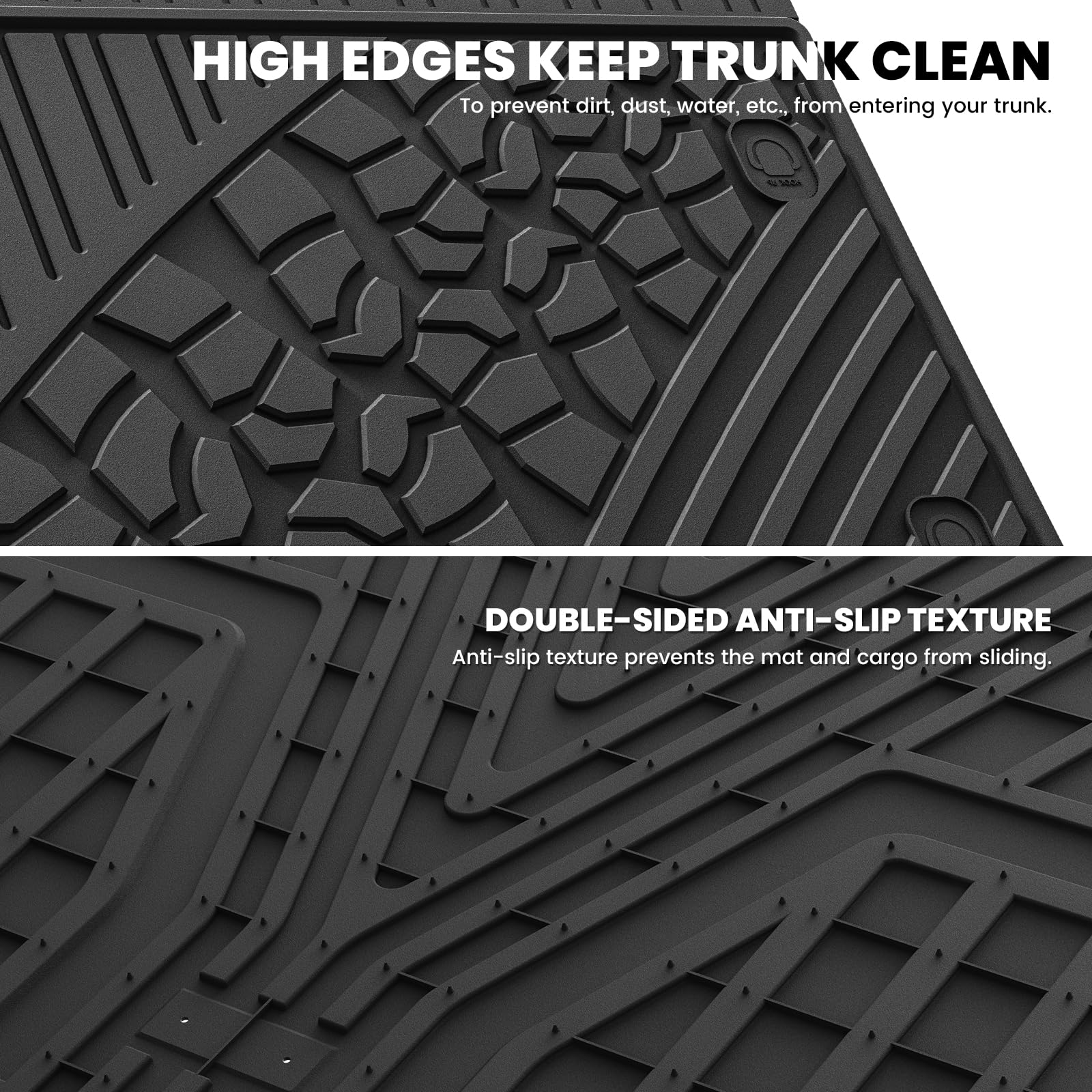 LASFIT Trunk Mat for Jeep Wrangler JL 2018-2025, All Weather TPE, Black, Cargo Liner with Subwoofer, Model LL-JE06HB