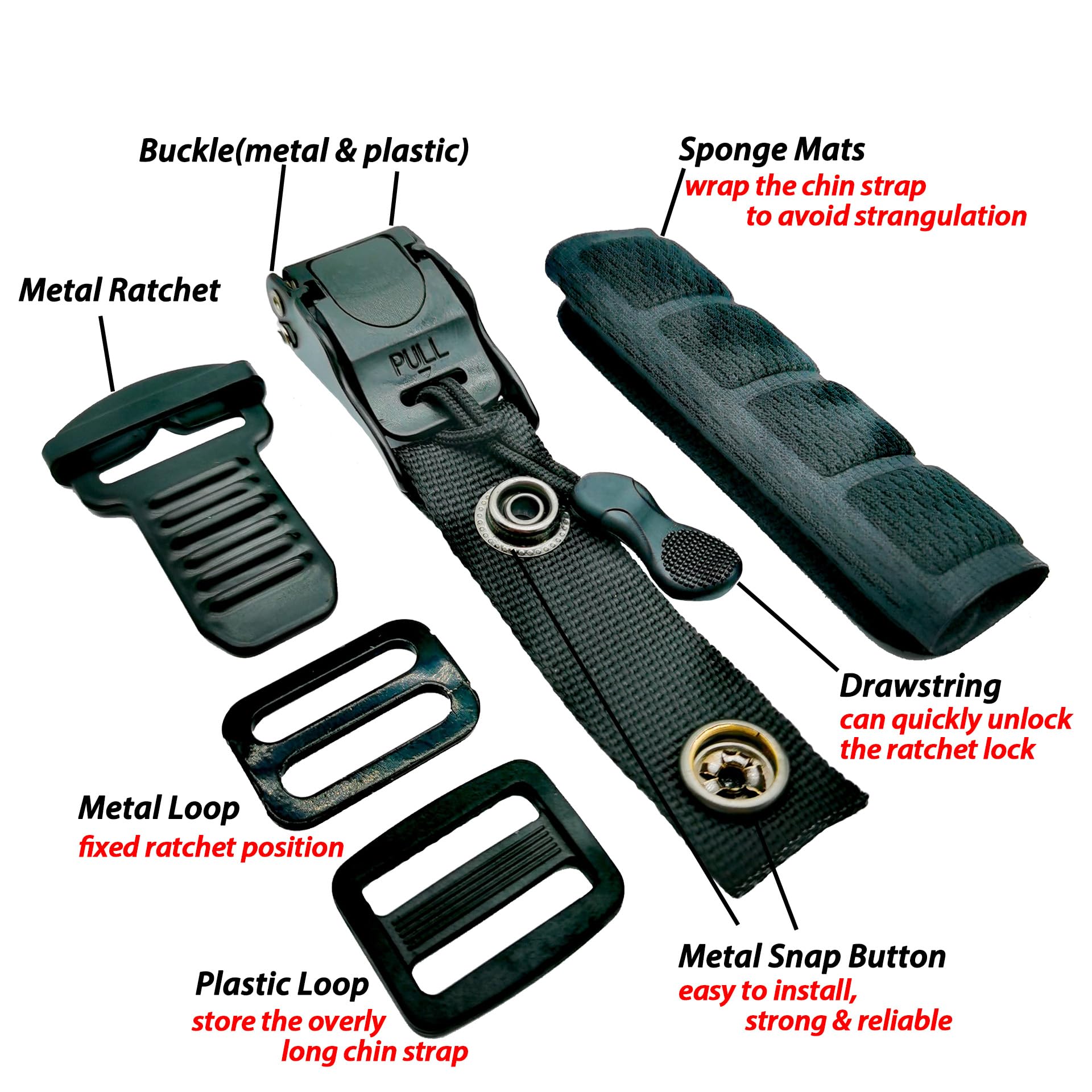 Zyrelynx Helmet Quick Release Buckle Kit Ratcheted Helmet Chin Strap Adapter - Replacement Kit Compatible With Classic D-Rings H