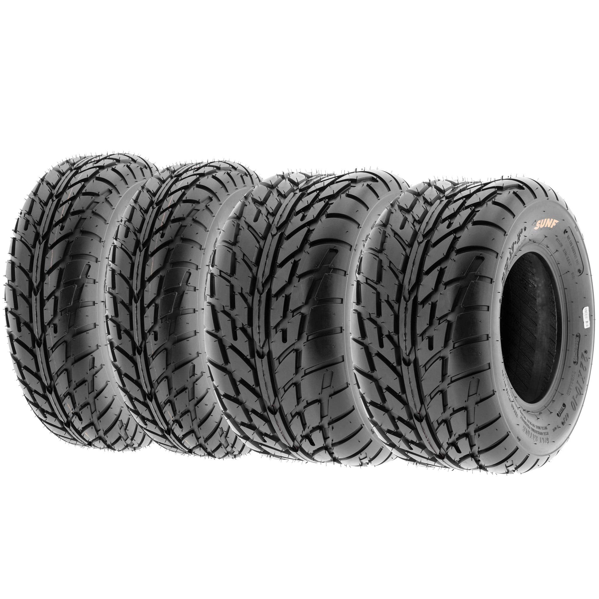 Set Of 4 Sunf A021 Tt Sport Atv Utv Flat Track Tires 19X7-8 Front & 225/45-10 (18X9-10) Rear, 6 Pr, Tubeless